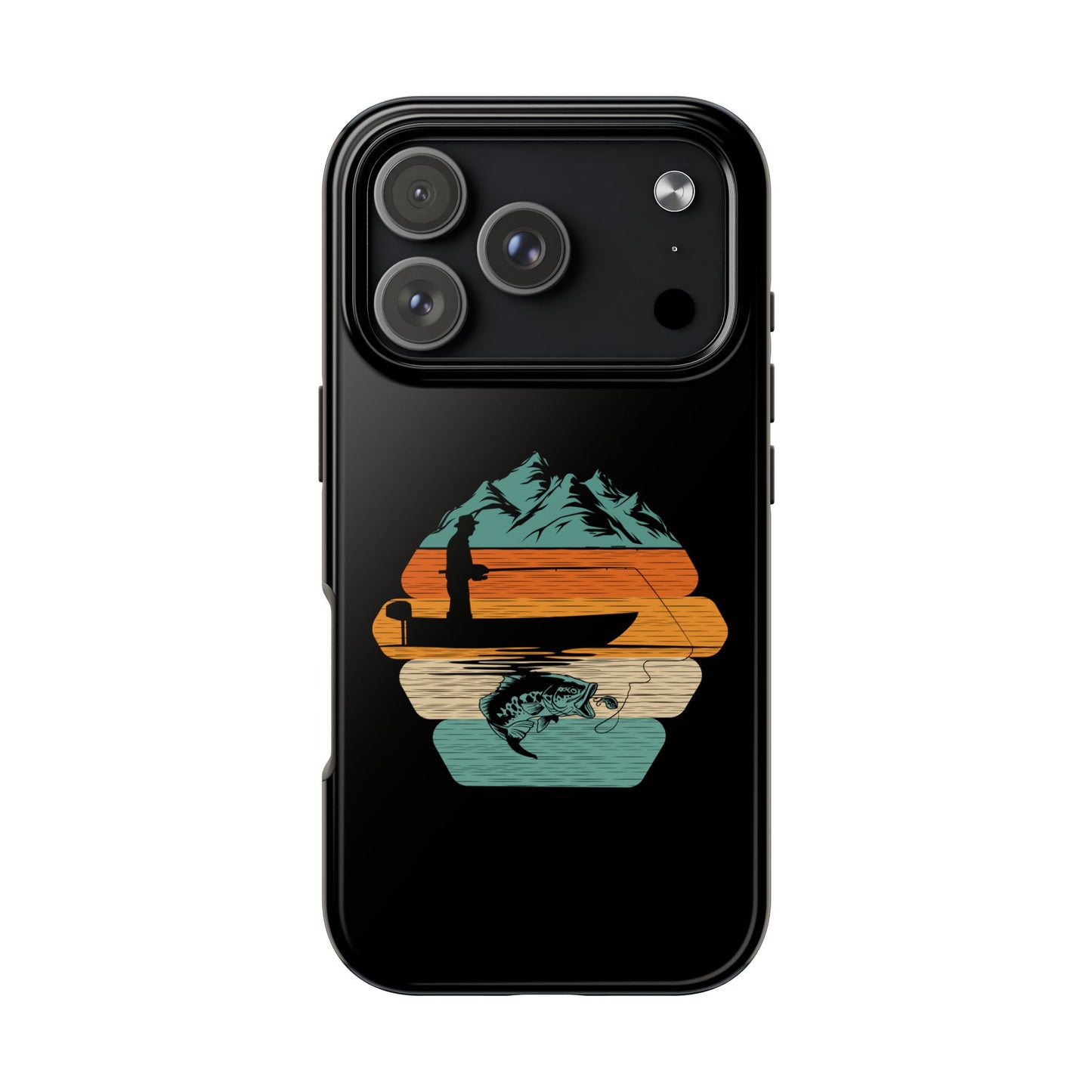 Retro Fishing Sunset Phone Case | Bass Boat Angler Design