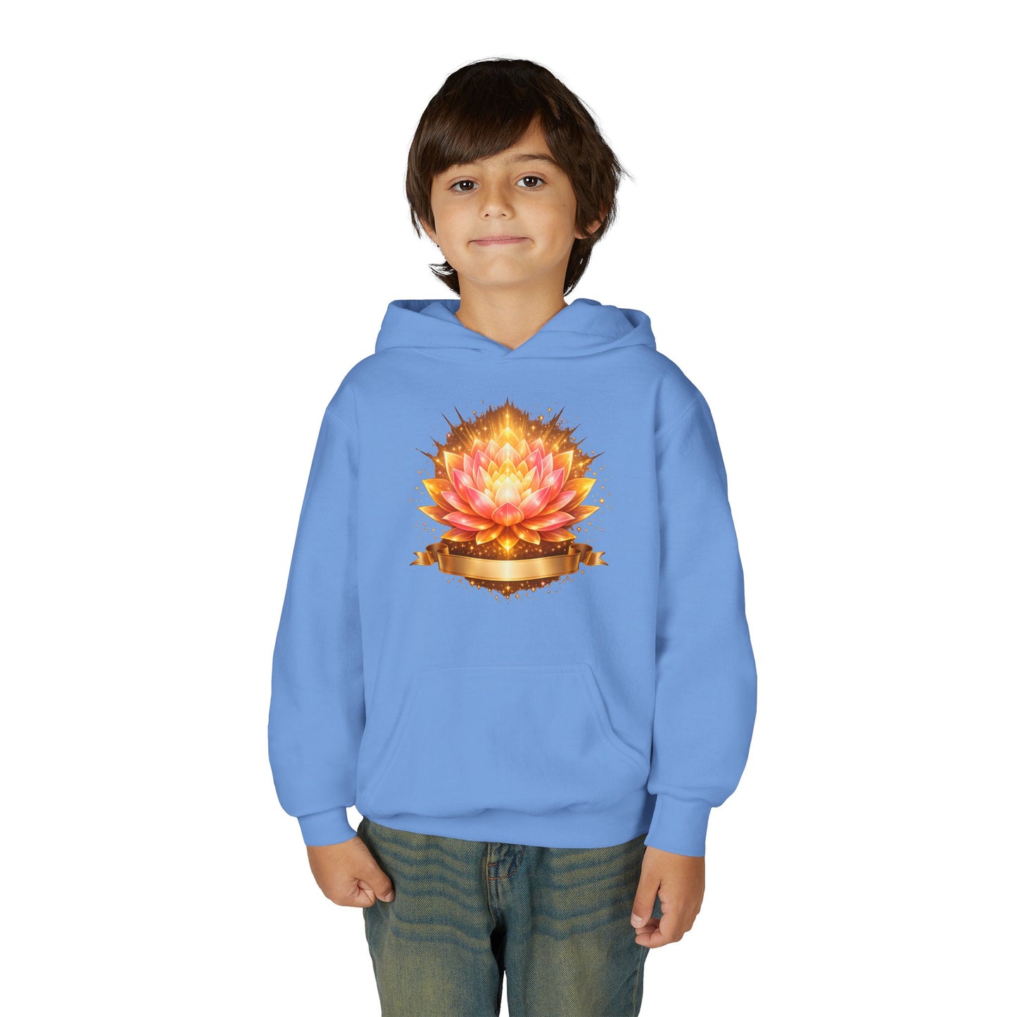 Youth Hoodie — Golden Lotus Meditation Graphic