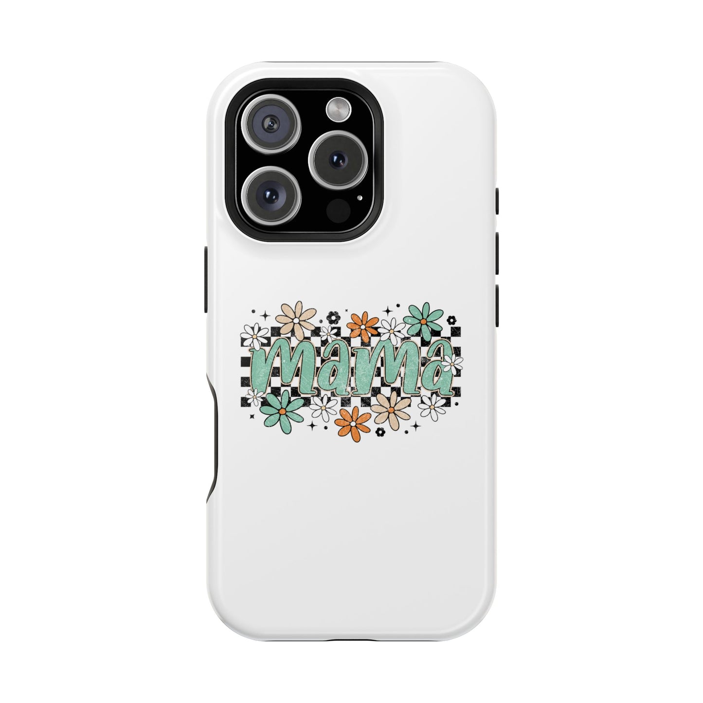 Mama floral checkerboard phone case | Magnetic impact-resistant case