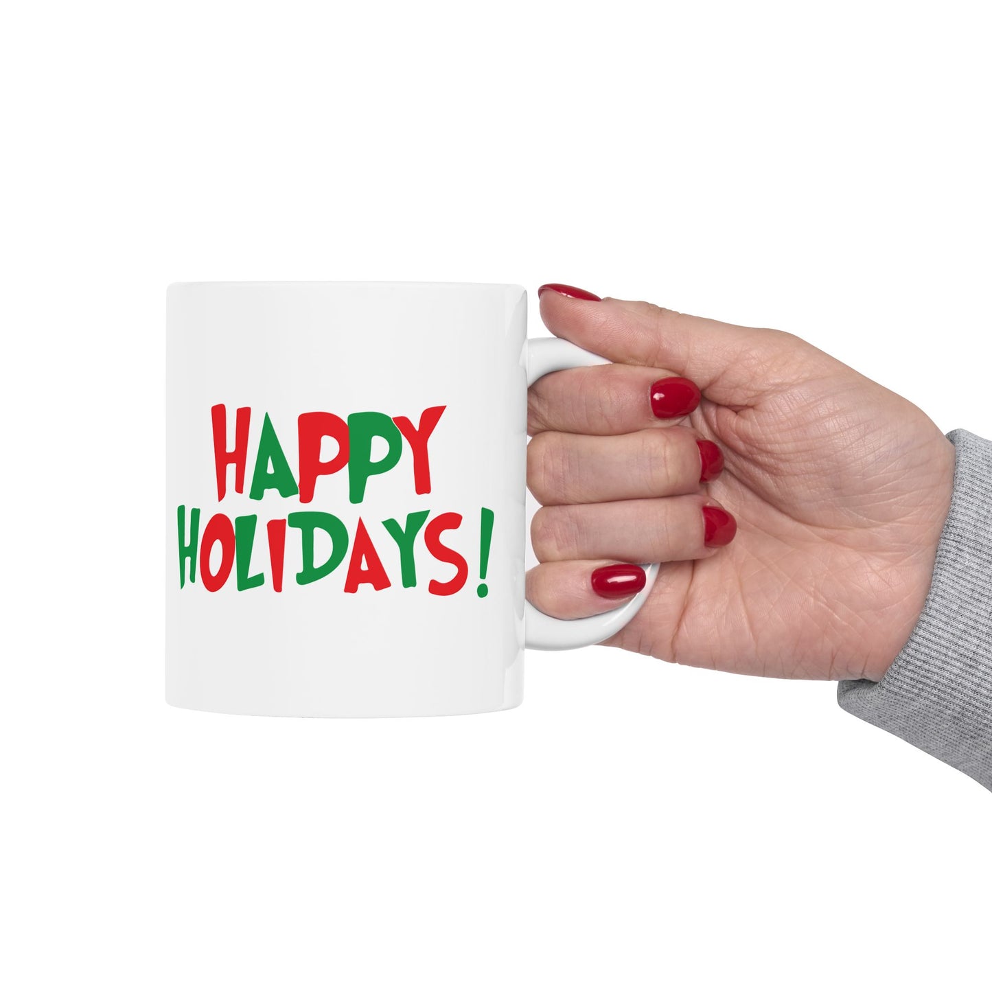 Happy Holidays Mug | Christmas Red Green Holiday Ceramic Mug