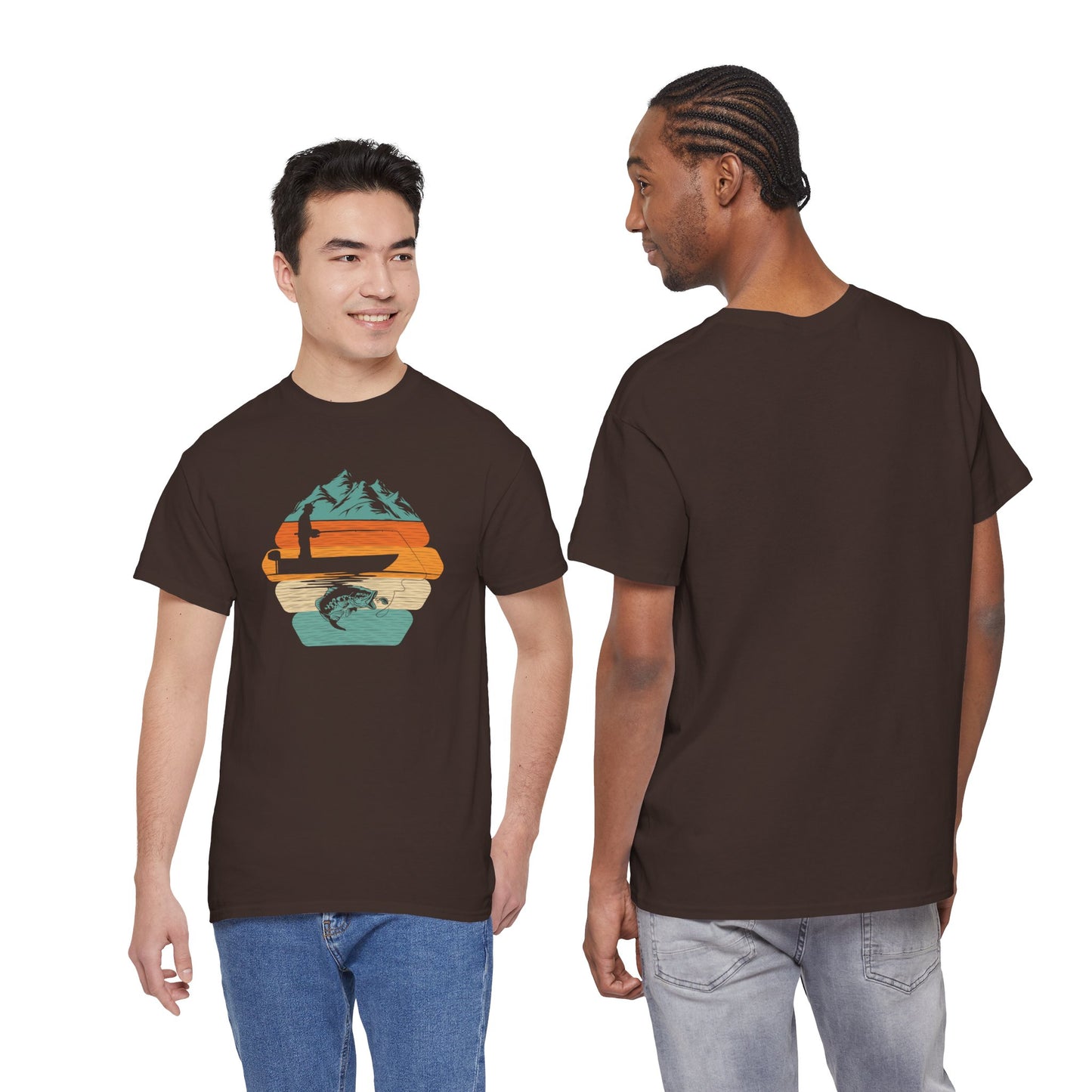 Retro Mountain Surf Tee — Vintage Sunset Waves Nature T-Shirt