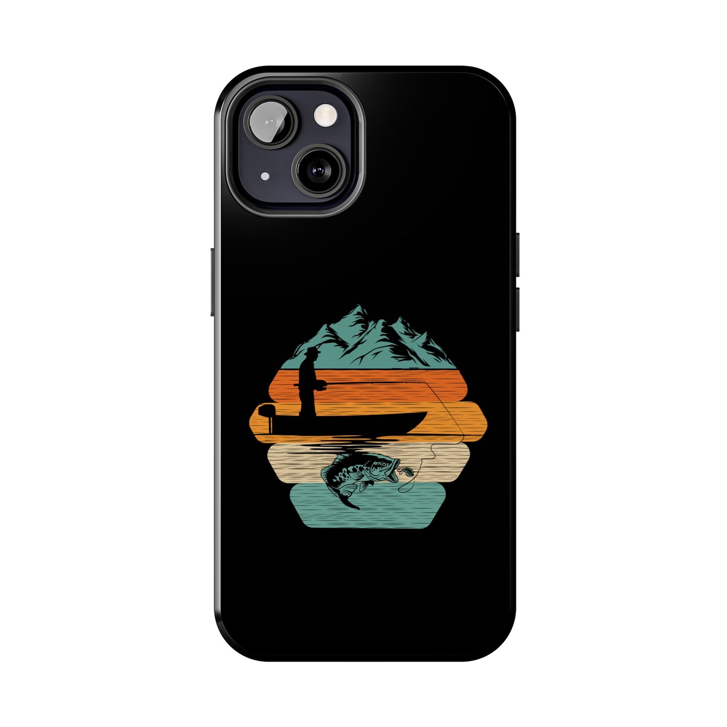 Retro Fishing Sunset Phone Case | Bass Boat Angler Design