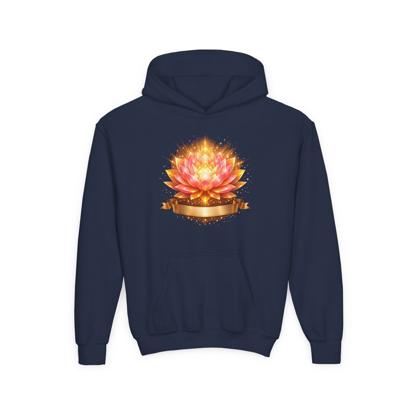 Youth Hoodie — Golden Lotus Meditation Graphic