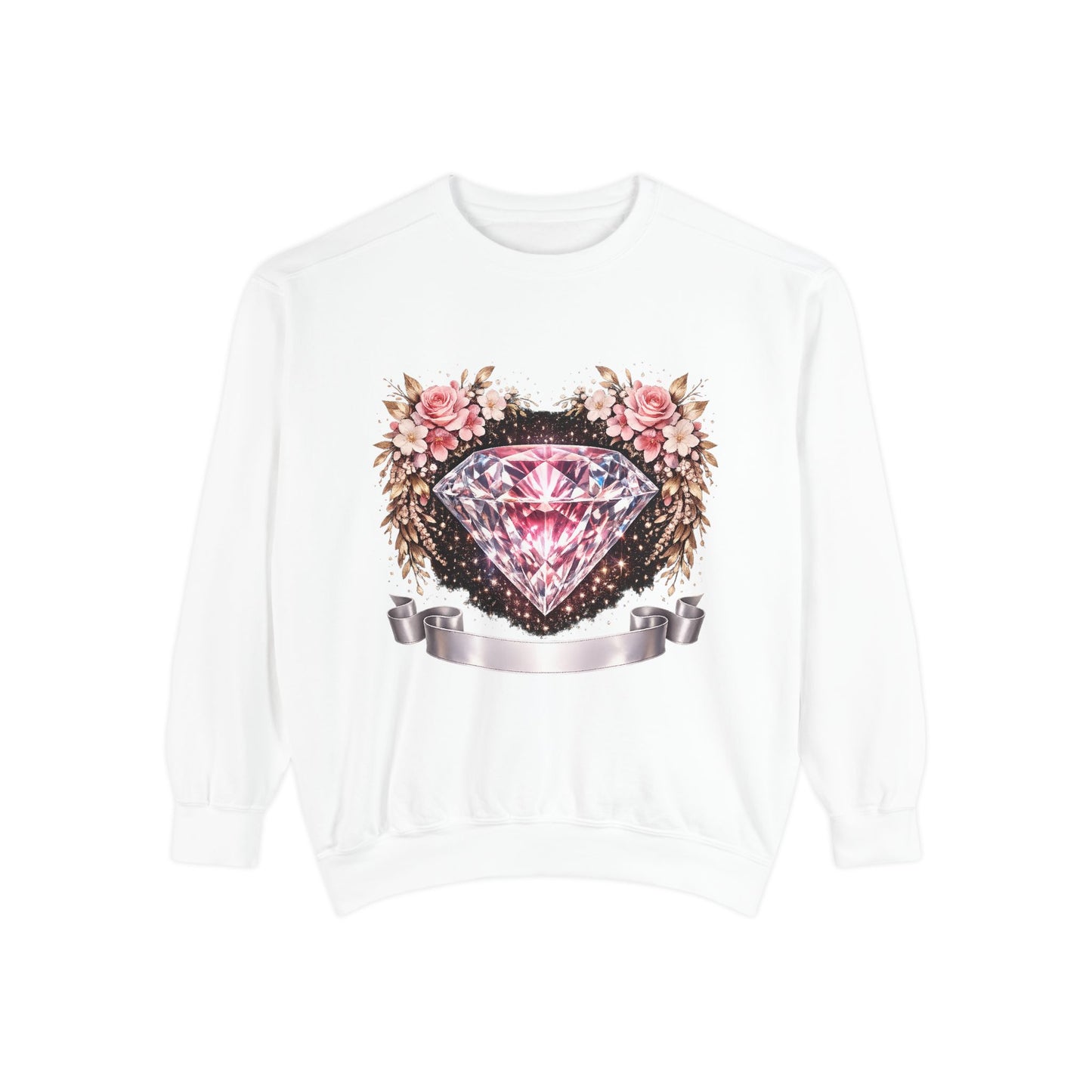 Diamond Floral Sweatshirt — Pink Gem Graphic Crewneck