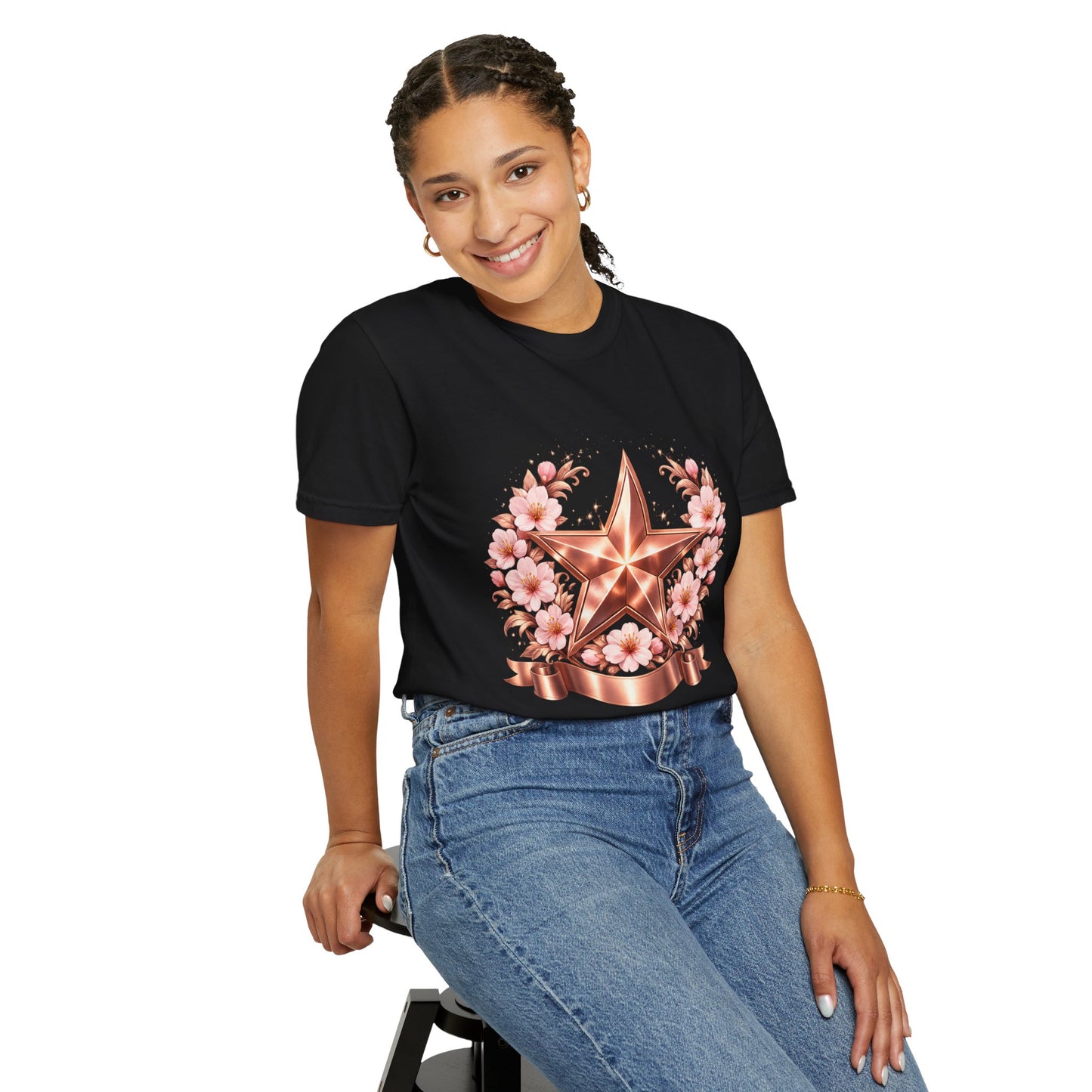 Rose Gold Floral Star T-Shirt