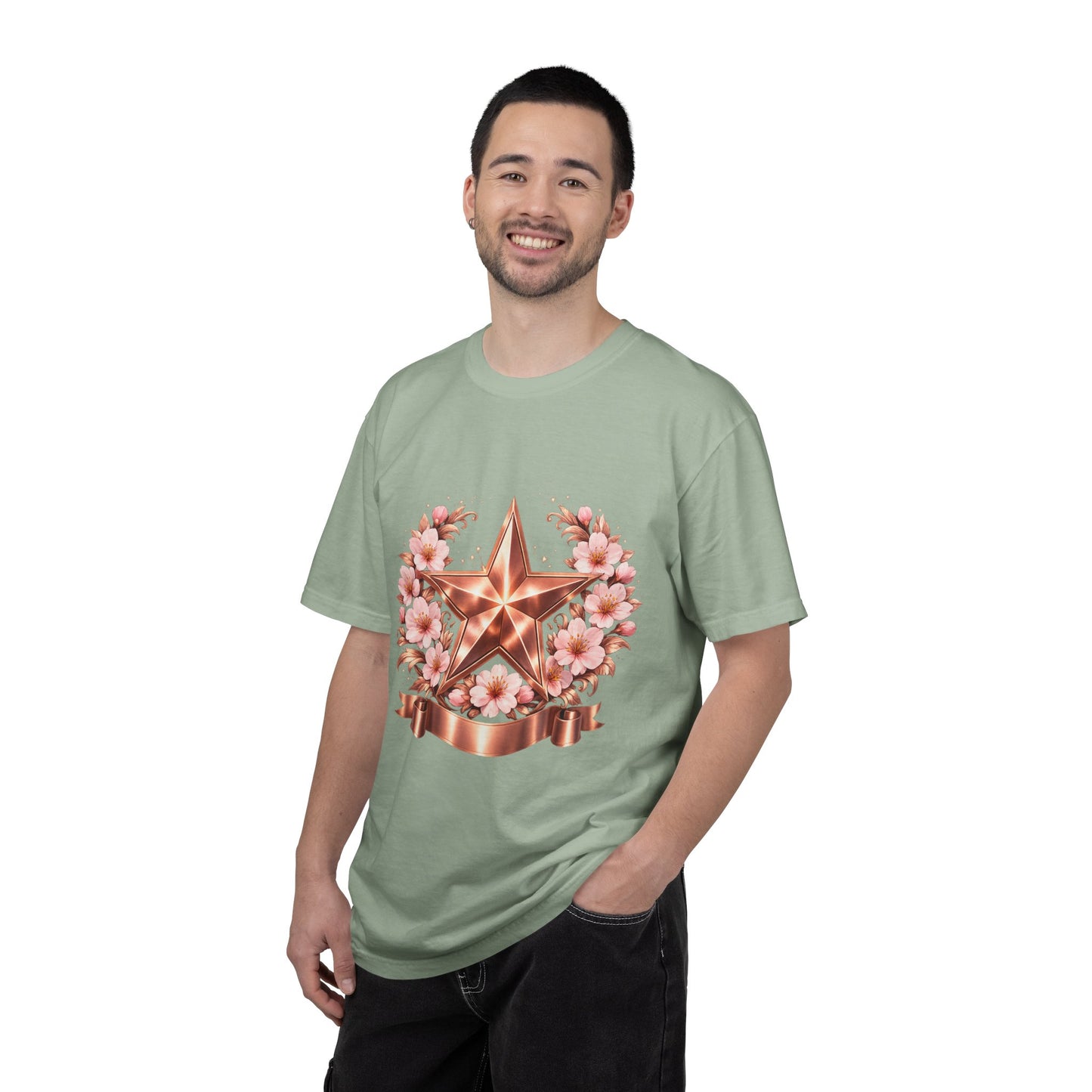 Rose Gold Floral Star T-Shirt