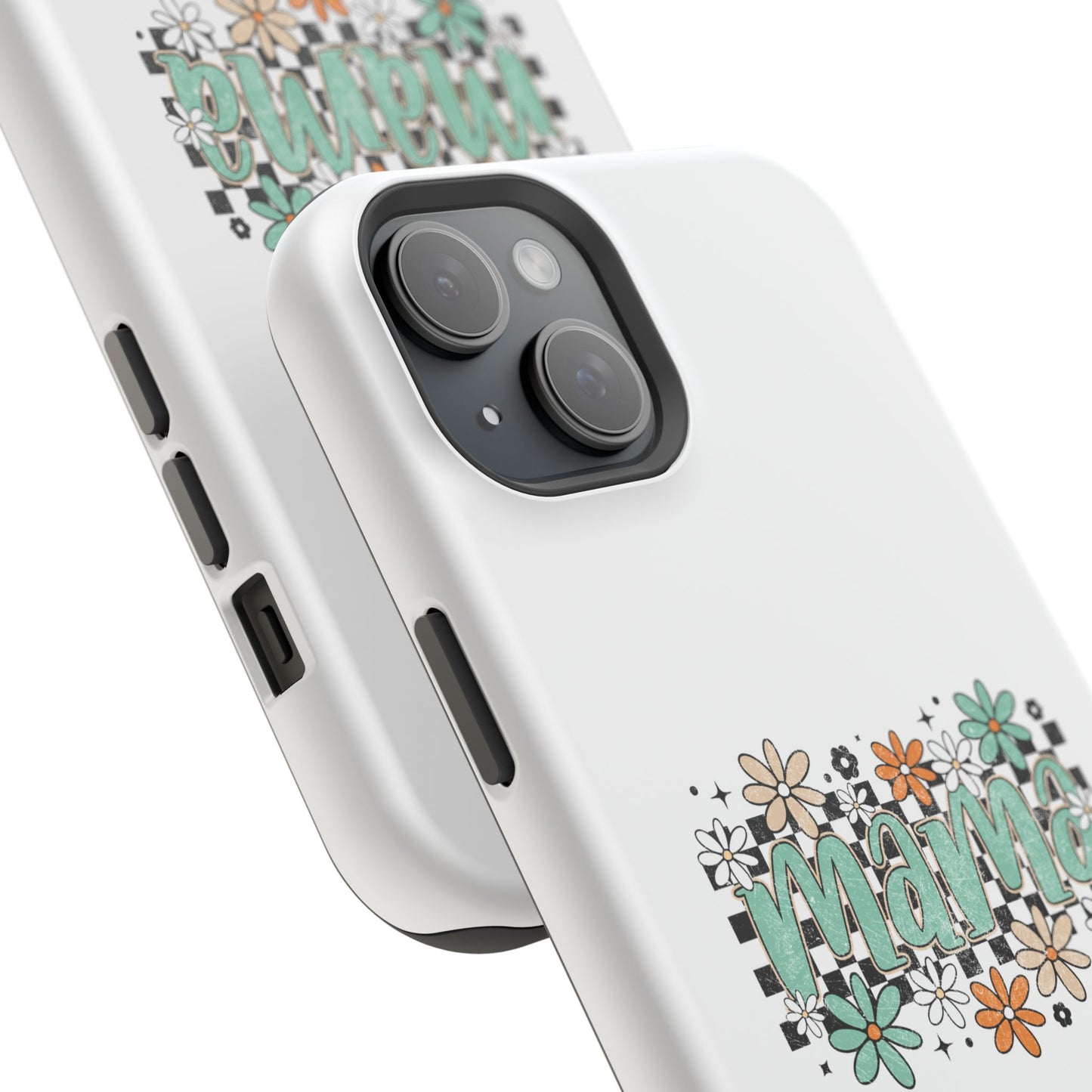 Mama floral checkerboard phone case | Magnetic impact-resistant case