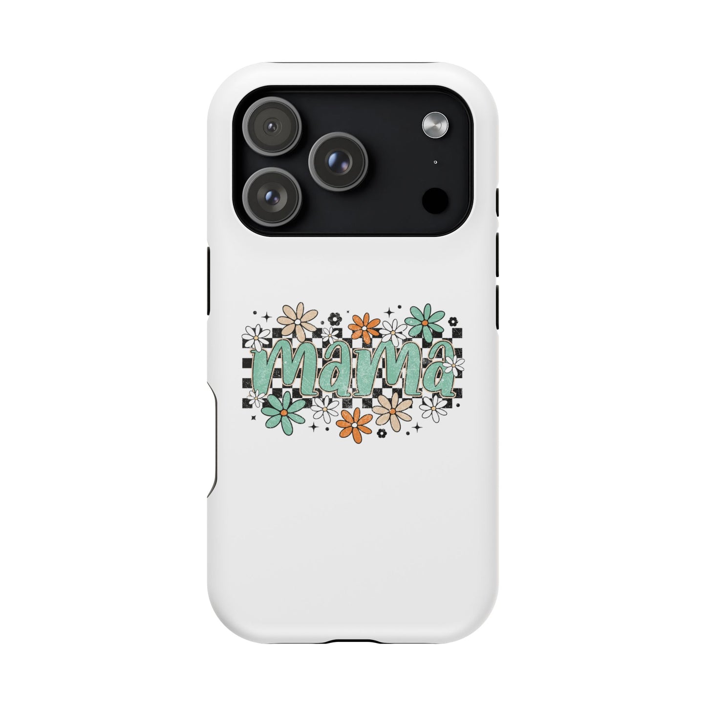 Mama floral checkerboard phone case | Magnetic impact-resistant case