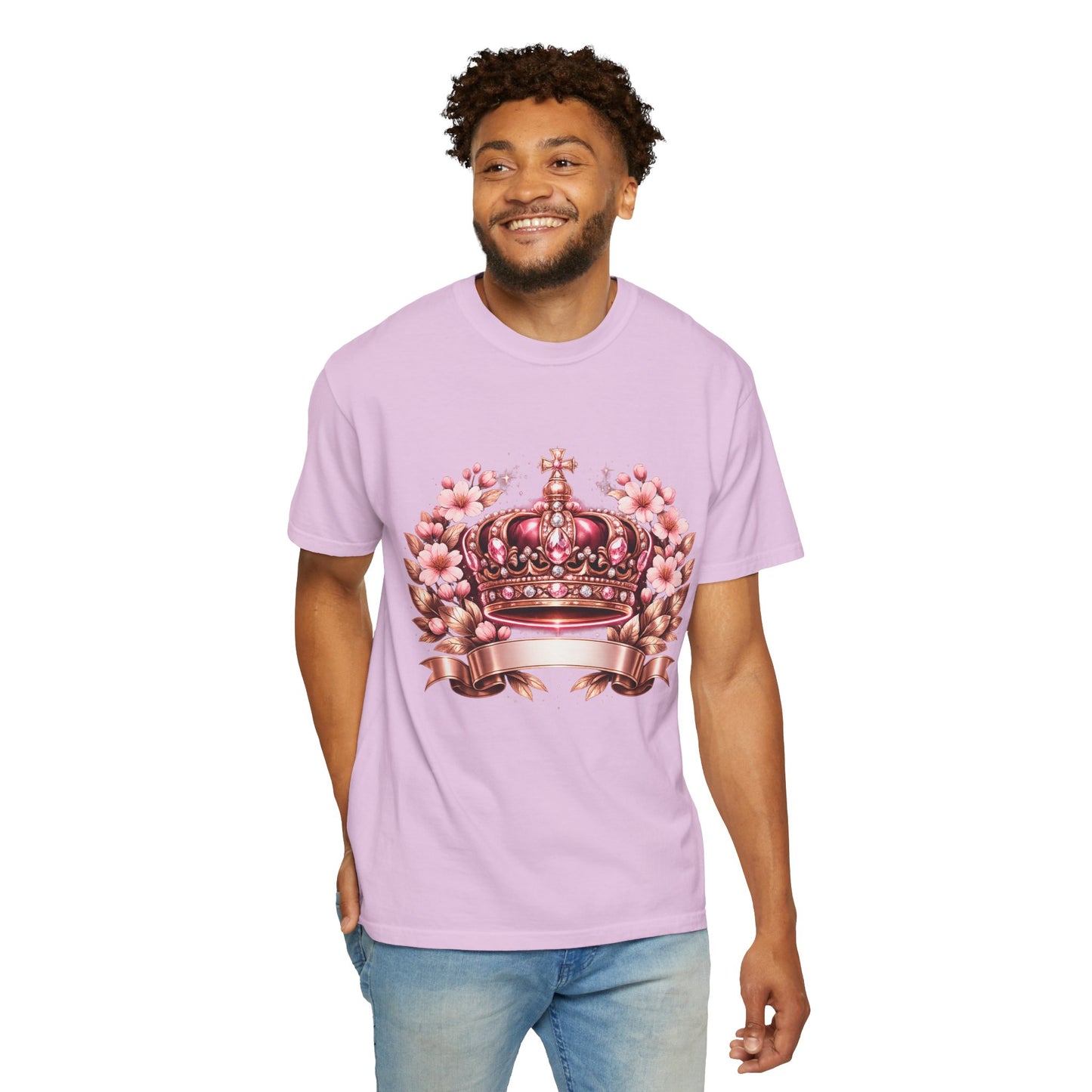 Pink Floral Crown T-Shirt — Royal Blossom Graphic Tee