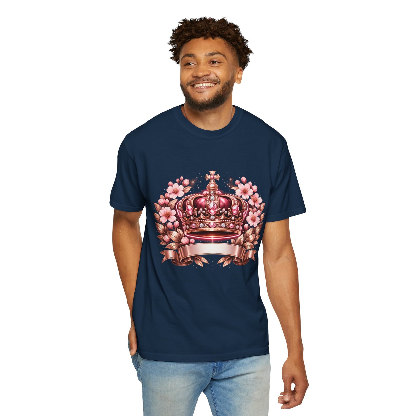 Pink Floral Crown T-Shirt — Royal Blossom Graphic Tee