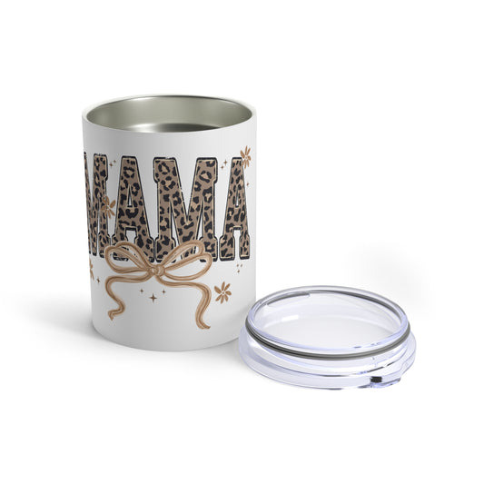 Mama Leopard Print Bow tumbler | 10oz stainless steel insulated