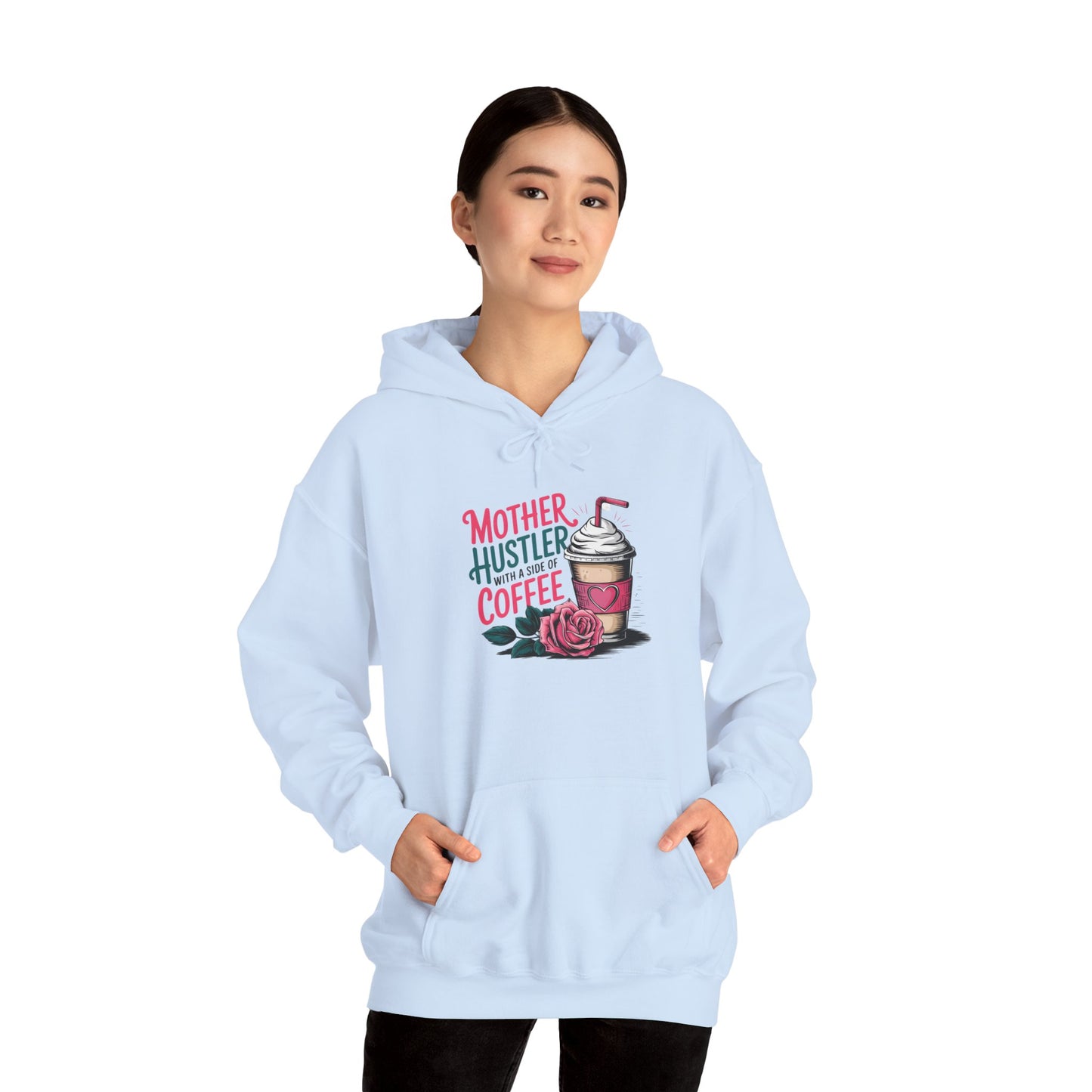 Hoodie - "Mother Hustler Coffee" Floral Coffee Cup Hooded Sweatshirt