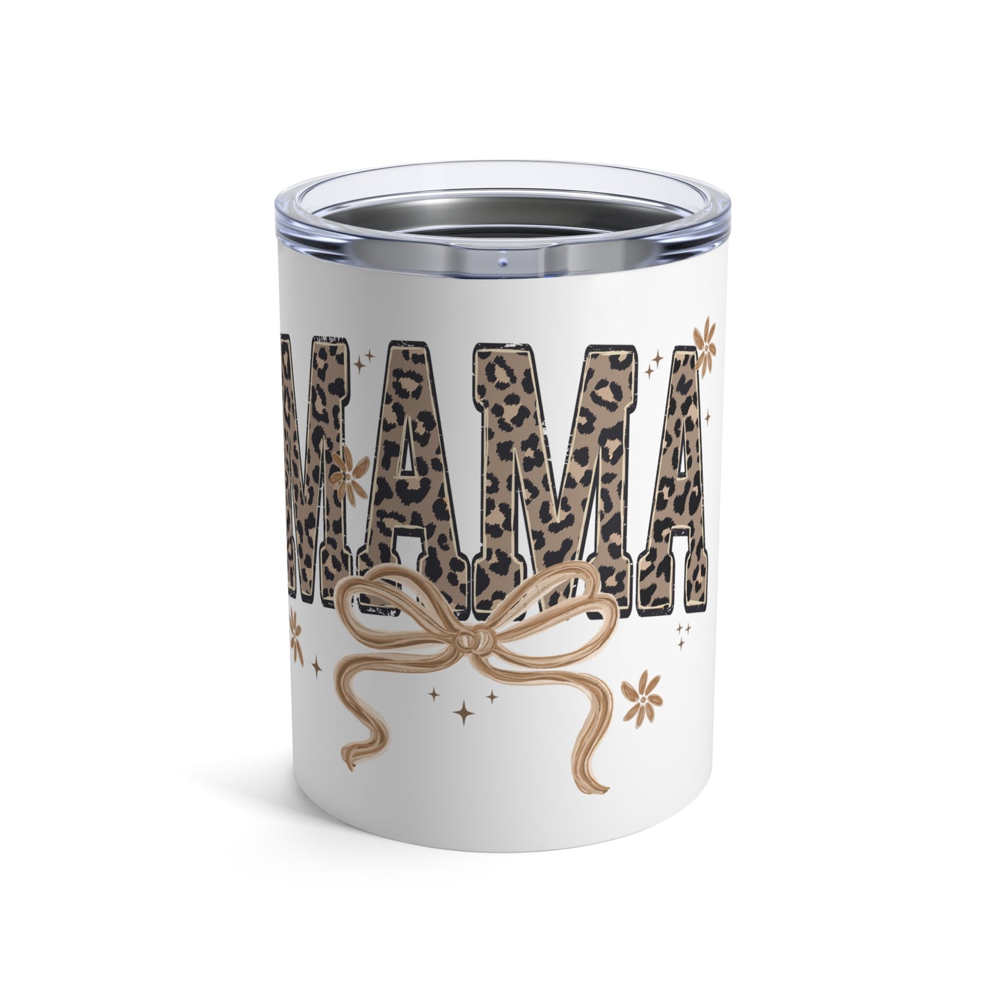 Mama Leopard Print Bow tumbler | 10oz stainless steel insulated