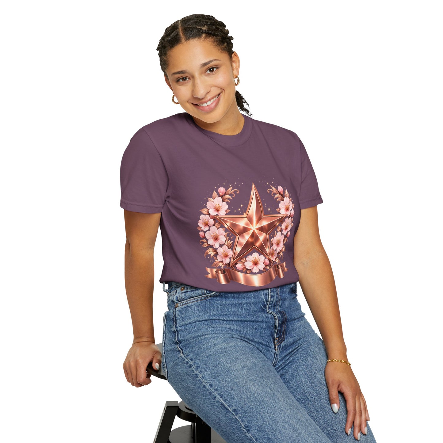 Rose Gold Floral Star T-Shirt