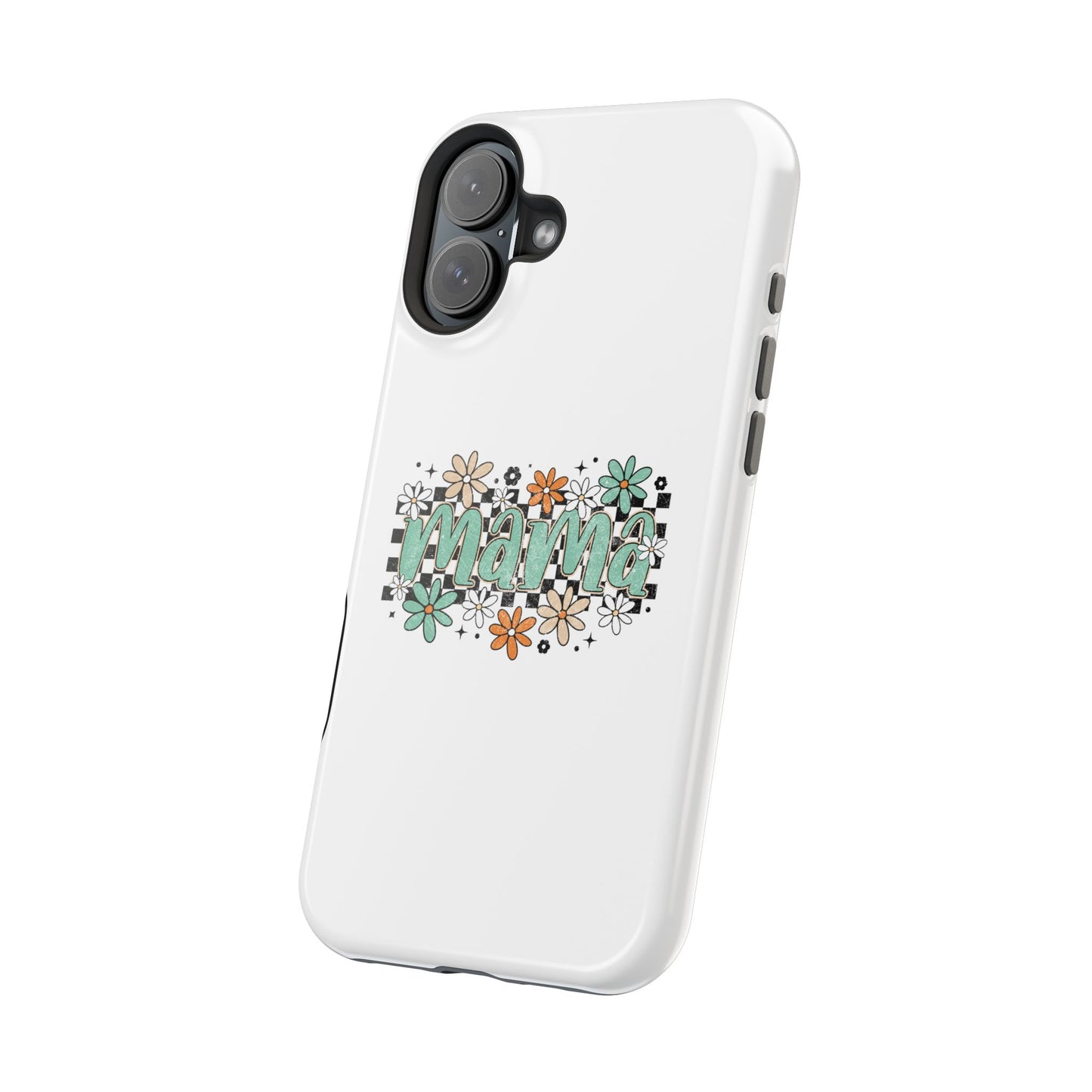 Mama floral checkerboard phone case | Magnetic impact-resistant case