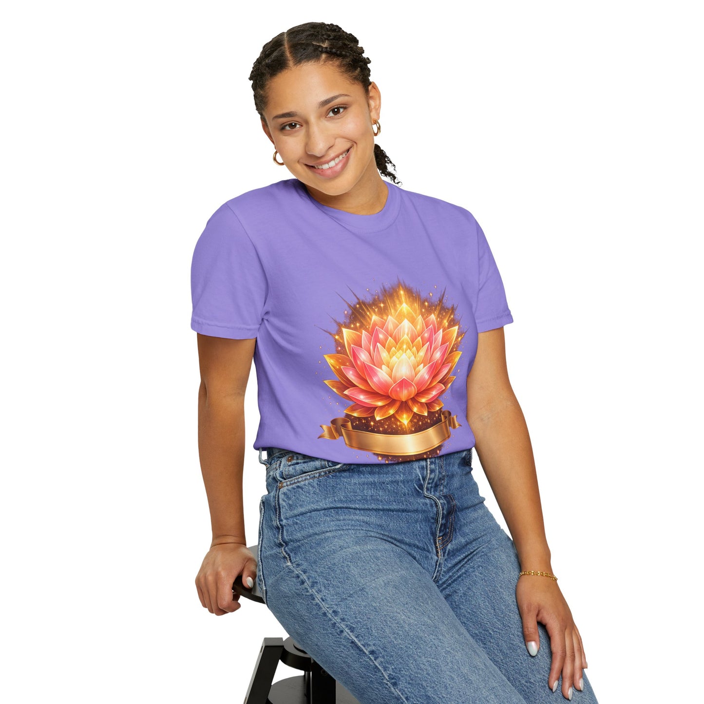 Lotus Bloom Graphic T-Shirt — Golden Floral Mandala Tee