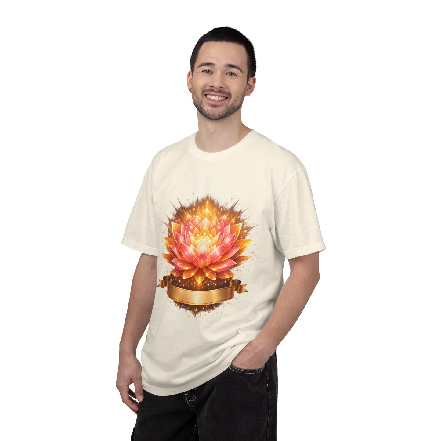 Lotus Bloom Graphic T-Shirt — Golden Floral Mandala Tee