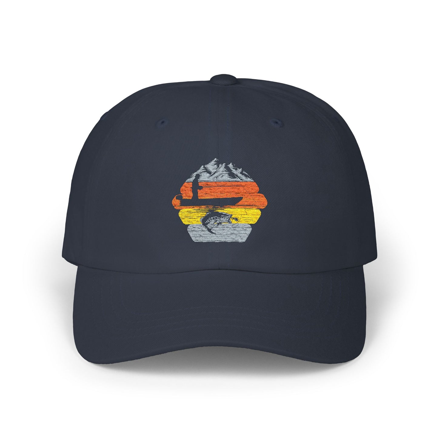 Retro Sunset Mountain Dad Cap | Embroidered Outdoor Hiking Trucker Hat