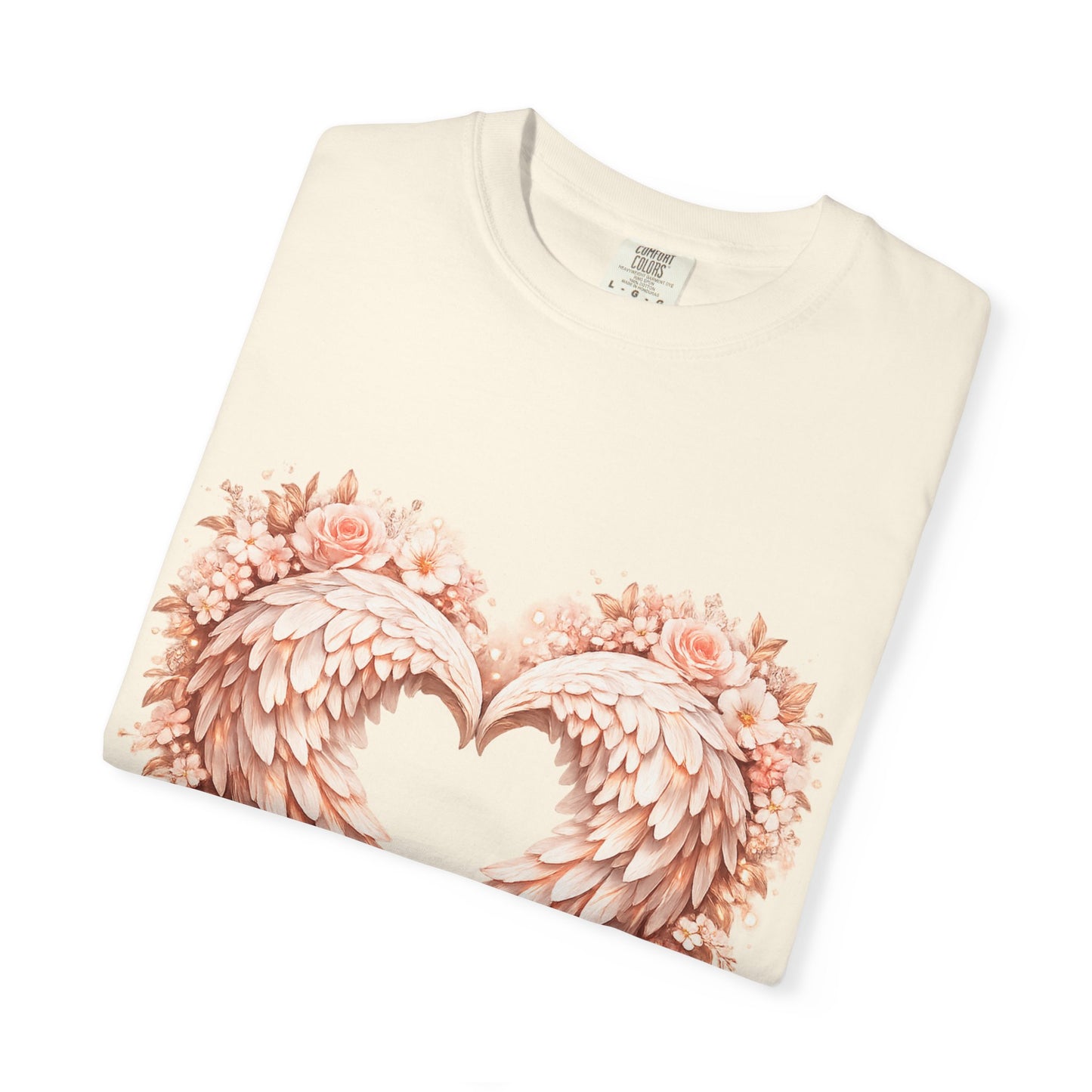 Angel Wing Heart T-Shirt — Floral Ribbon Love Graphic Tee