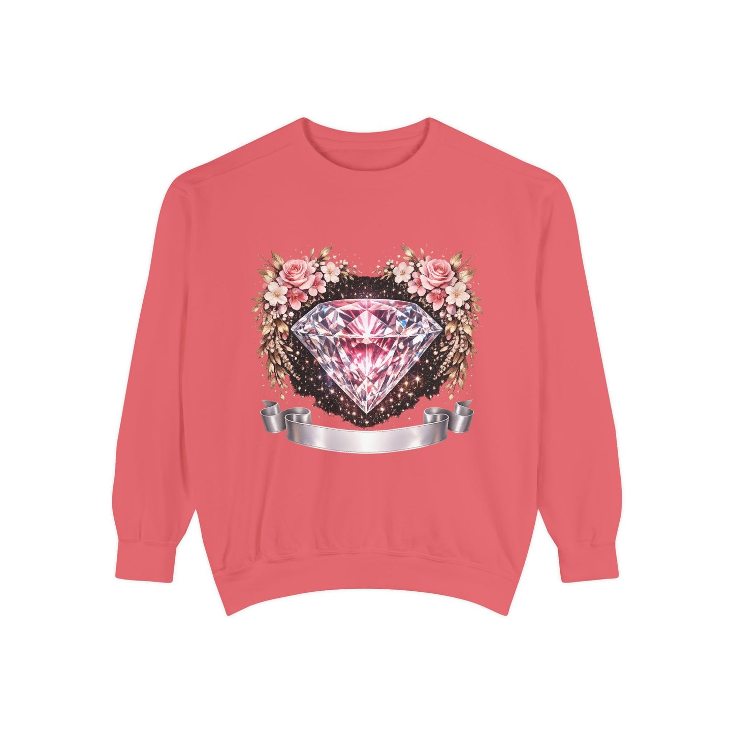 Diamond Floral Sweatshirt — Pink Gem Graphic Crewneck