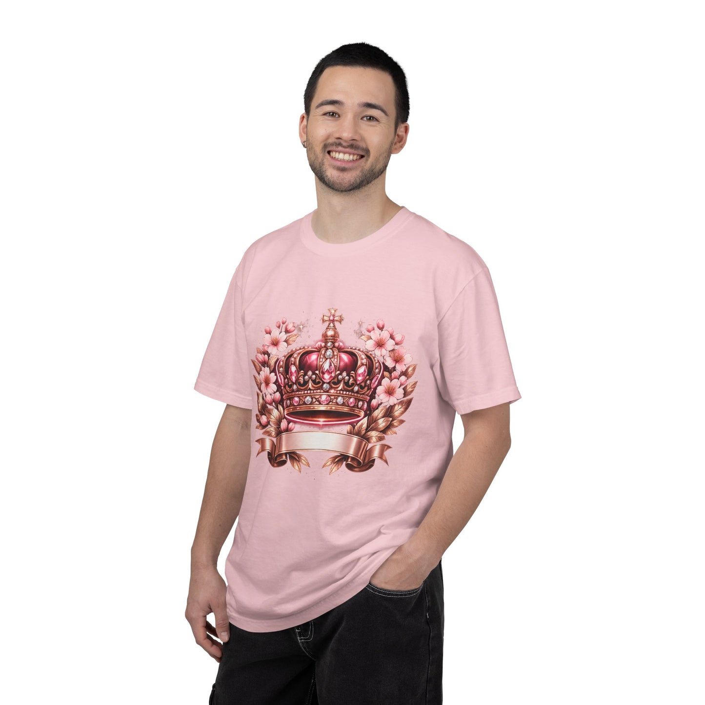 Pink Floral Crown T-Shirt — Royal Blossom Graphic Tee