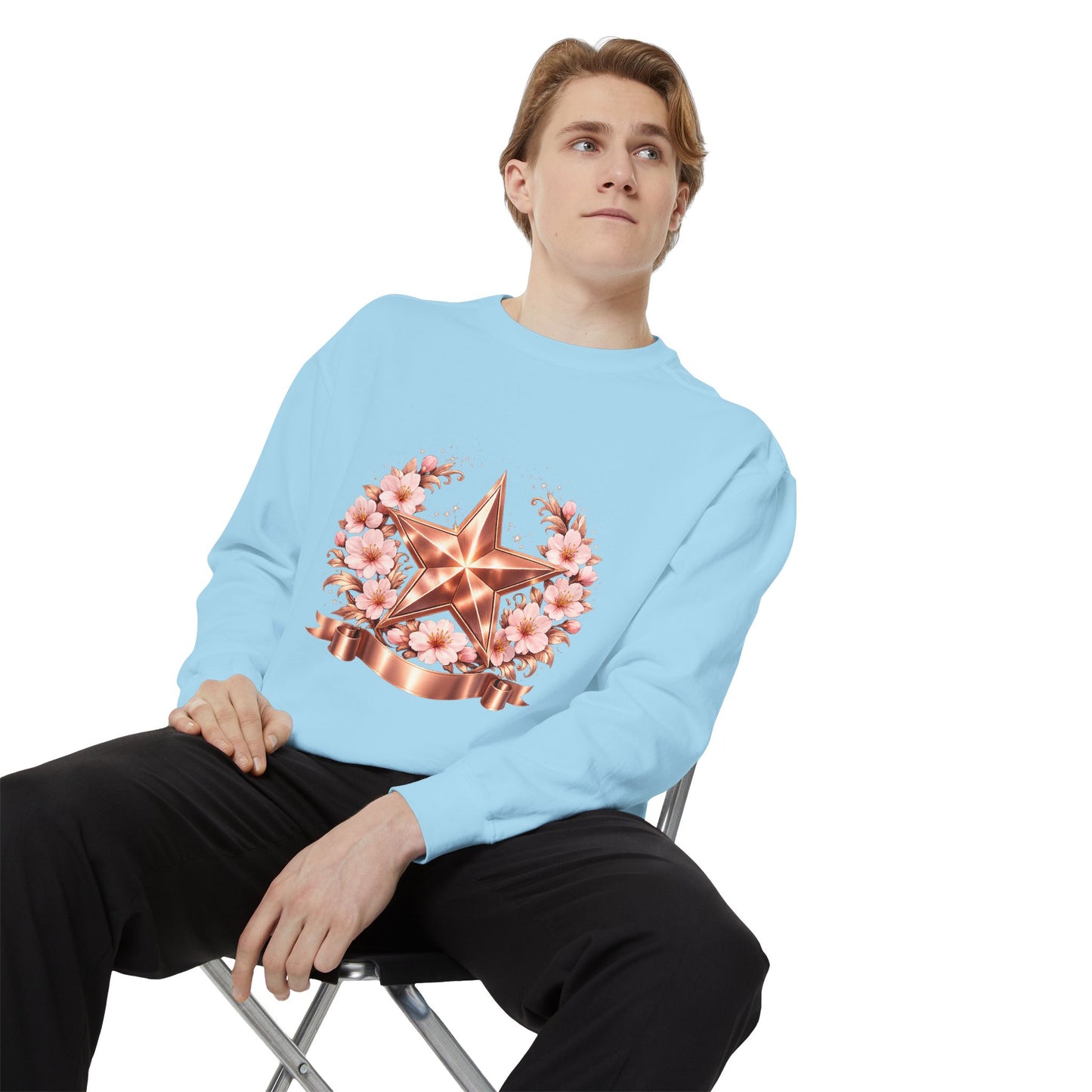 Rose Gold Star Floral Sweatshirt