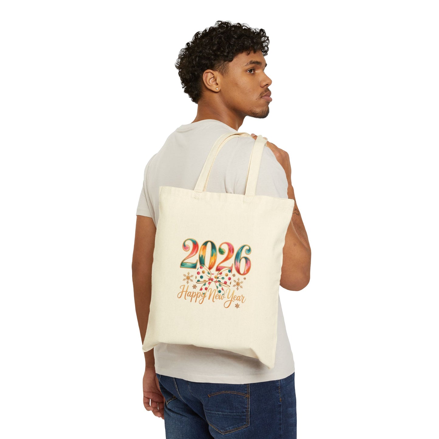 2026 Happy New Year Tote Bag | New Year Celebration Canvas Tote