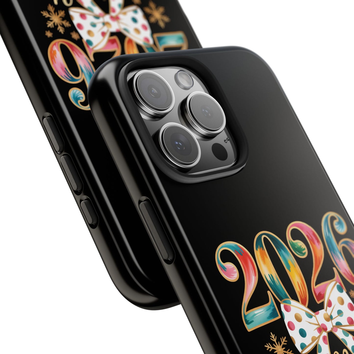 2026 Happy New Year Phone Case | Colorful Numbers, Polka Dot Bow, Sparkles