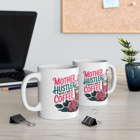 Mother Hustler With Coffee Mug | Cute Coffee Cup Illustration
