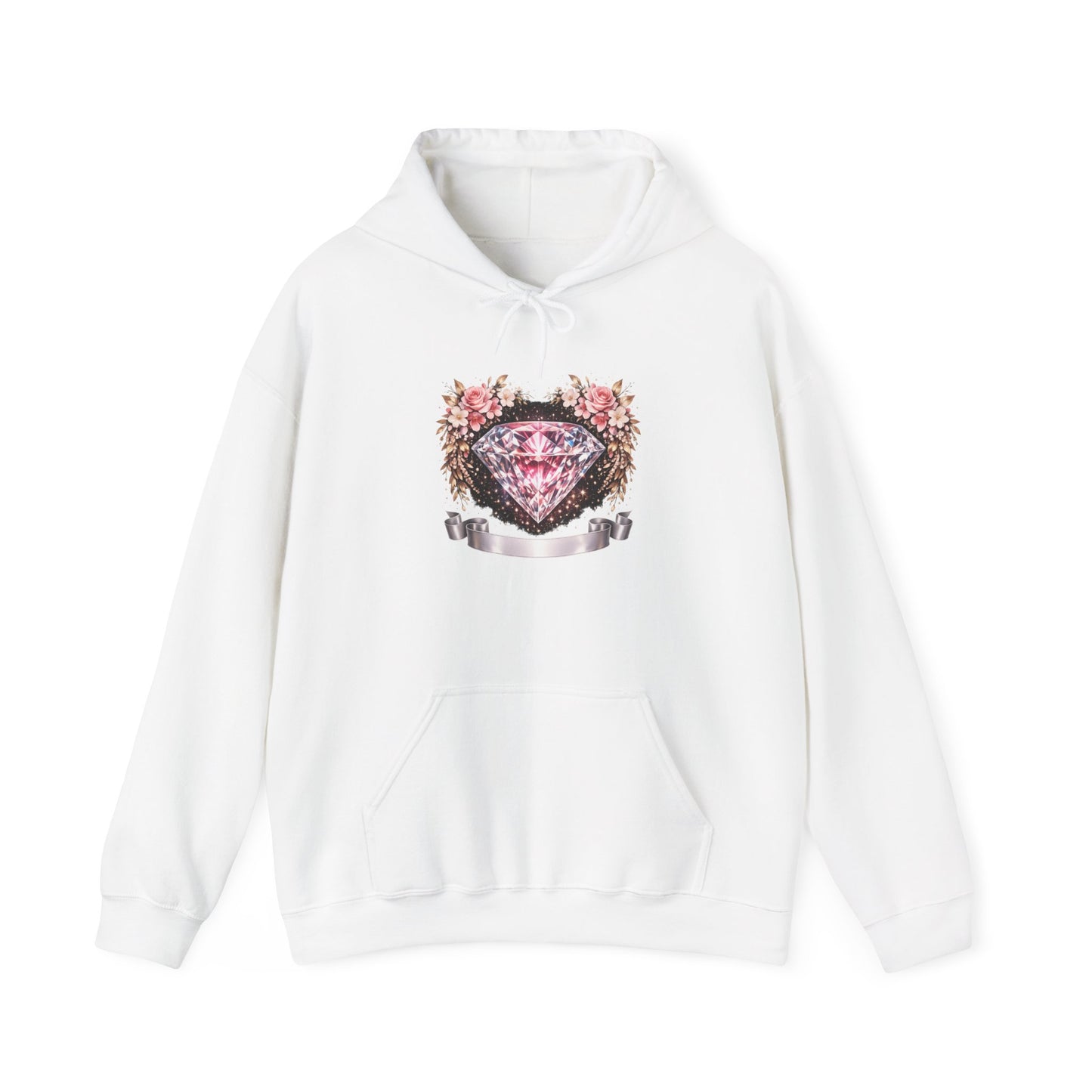 Hoodie — Pink Diamond Heart Floral Crest Hoodie
