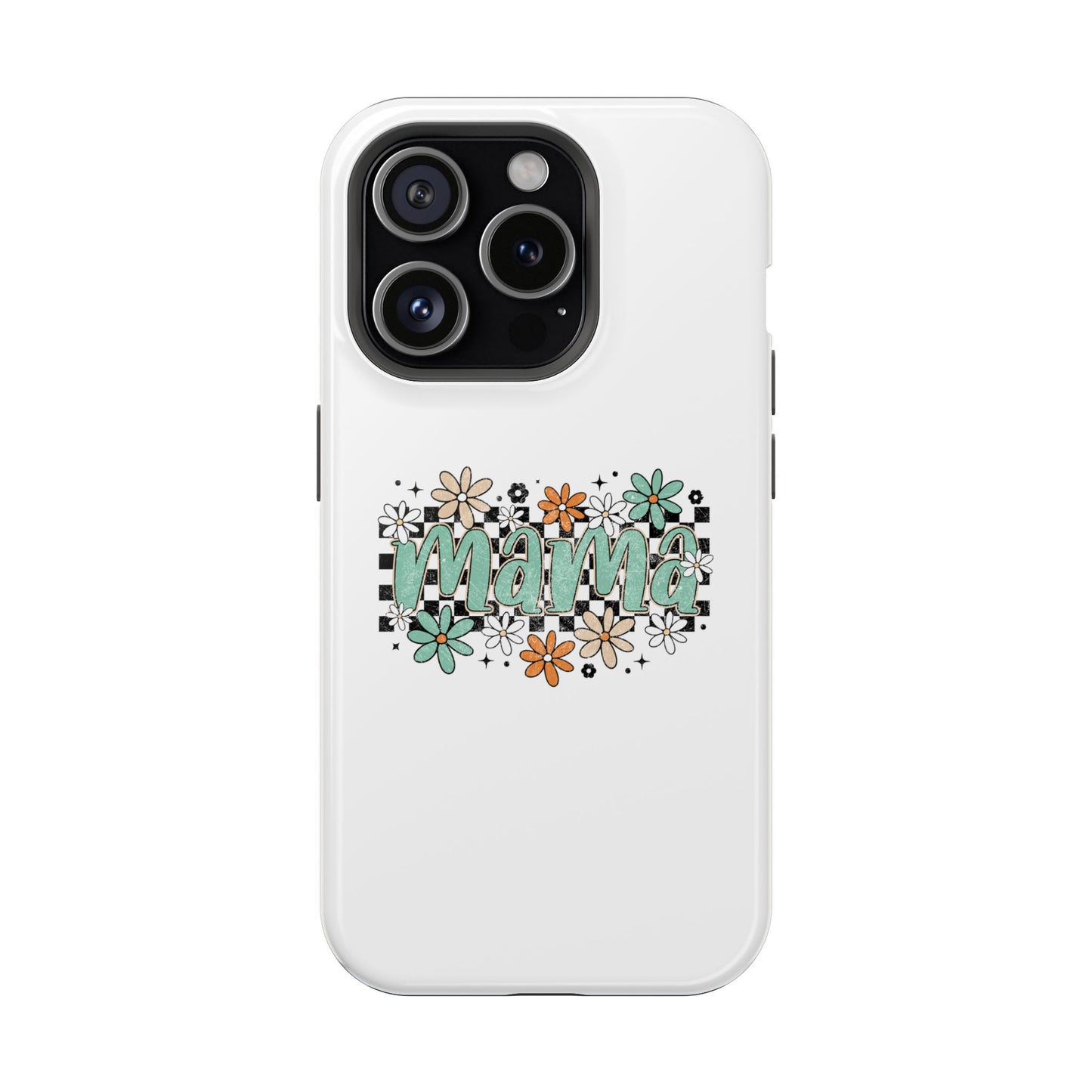 Mama floral checkerboard phone case | Magnetic impact-resistant case