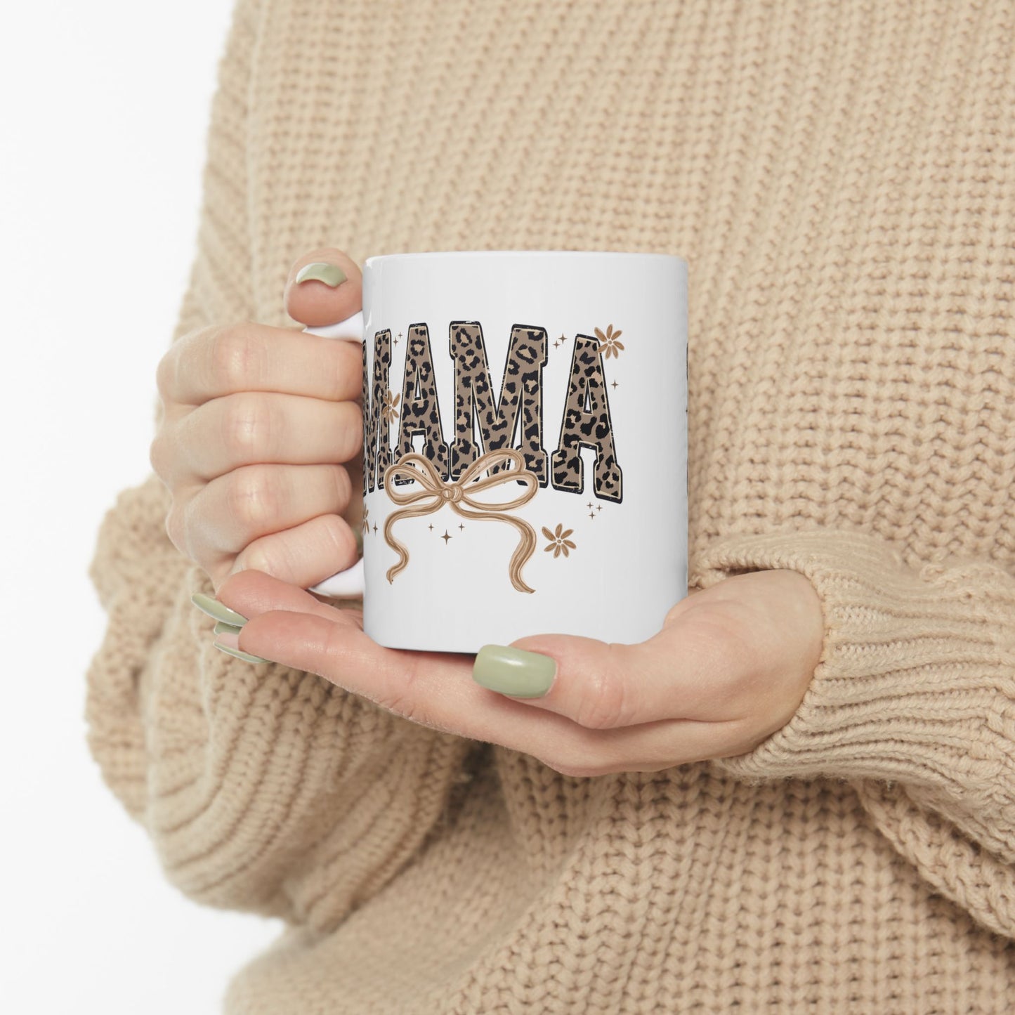Mama Leopard Print Typography Mug | Ceramic Coffee Cup 11oz 15oz