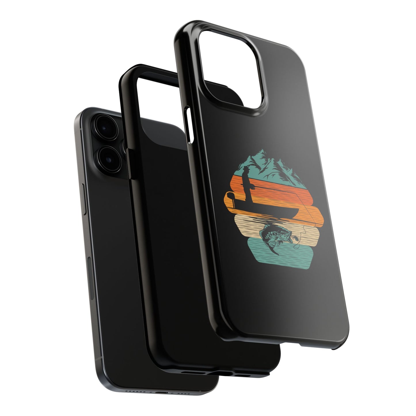 Retro Fishing Sunset Phone Case | Bass Boat Angler Design