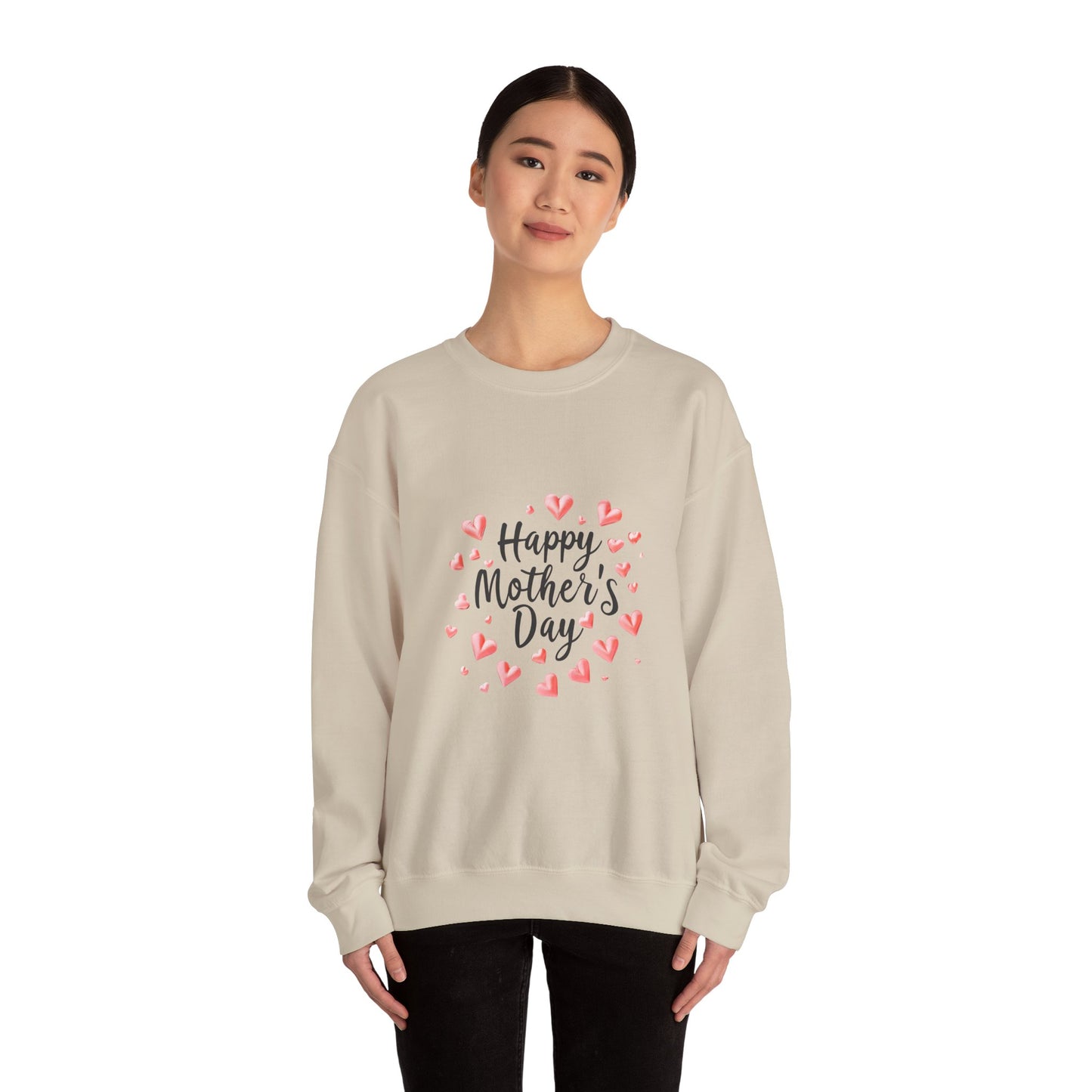 Happy Mother's Day Hearts Crewneck Sweatshirt | Mother's Day Pullover