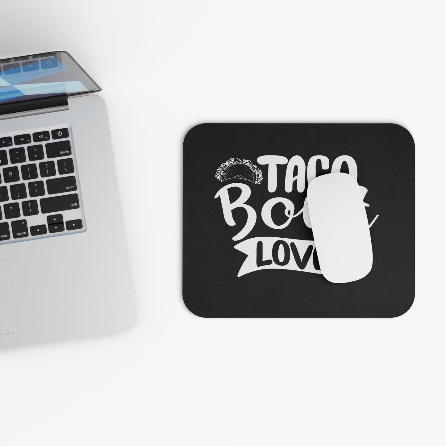 Taco Bout Love Mouse Pad | Funny Taco Typography Desk Accessory