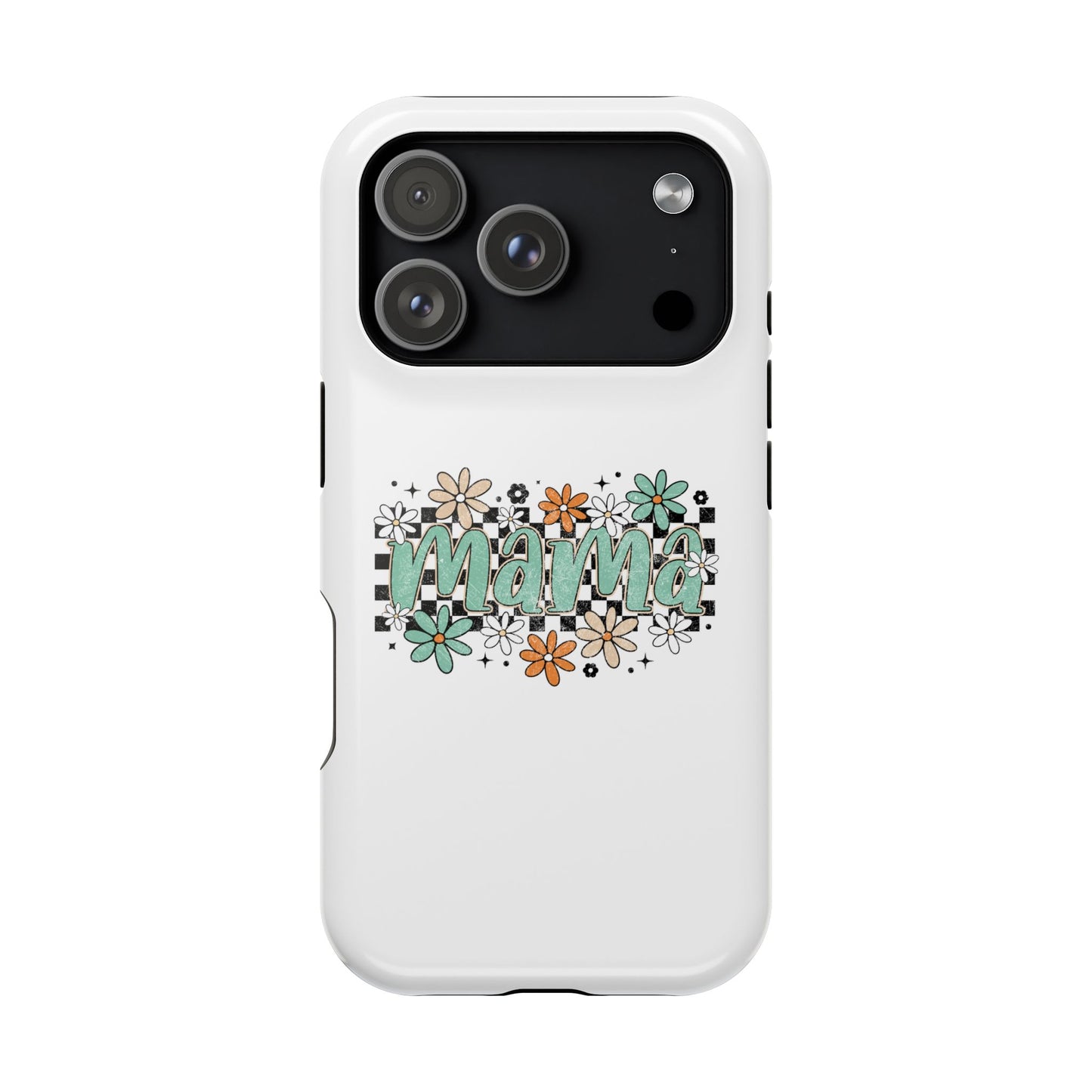 Mama floral checkerboard phone case | Magnetic impact-resistant case
