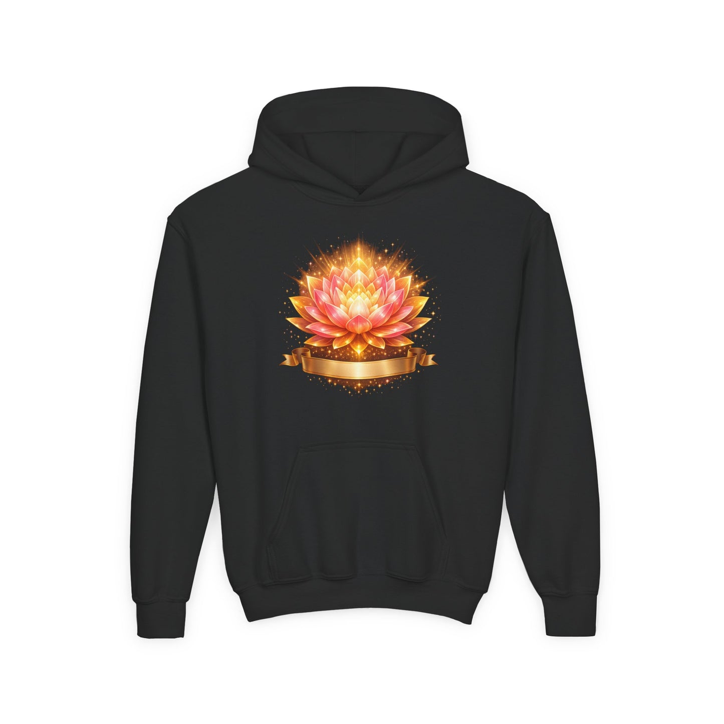 Youth Hoodie — Golden Lotus Meditation Graphic