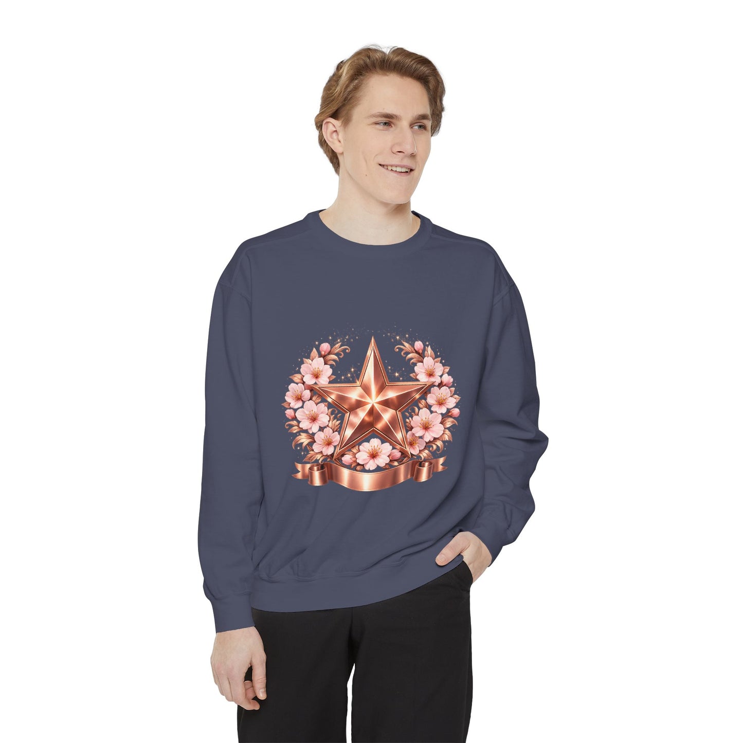 Rose Gold Star Floral Sweatshirt