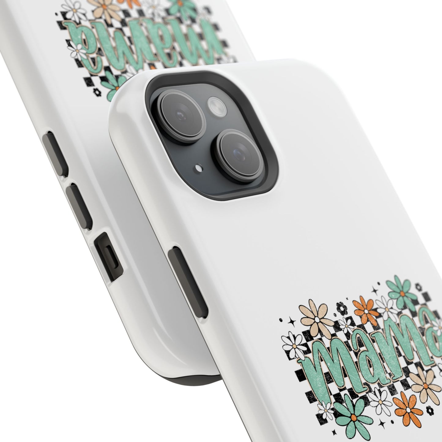 Mama floral checkerboard phone case | Magnetic impact-resistant case