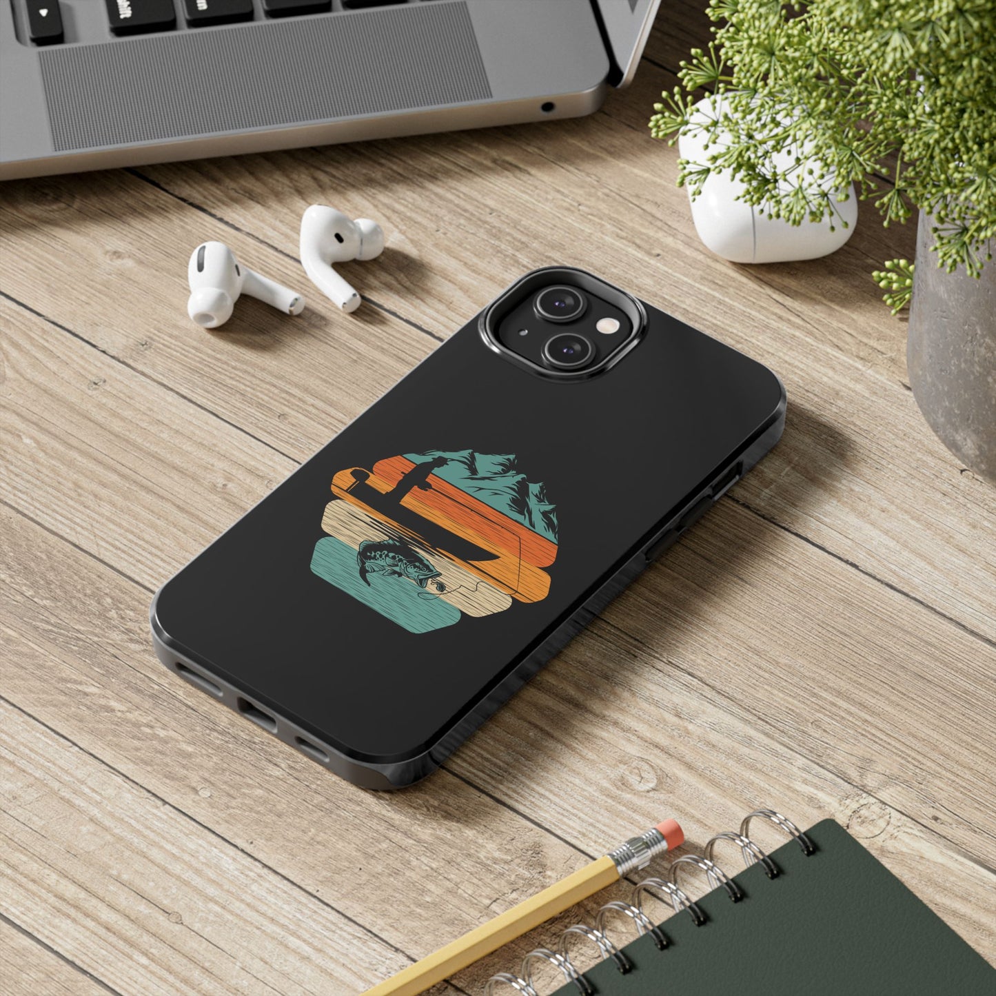 Retro Fishing Sunset Phone Case | Bass Boat Angler Design