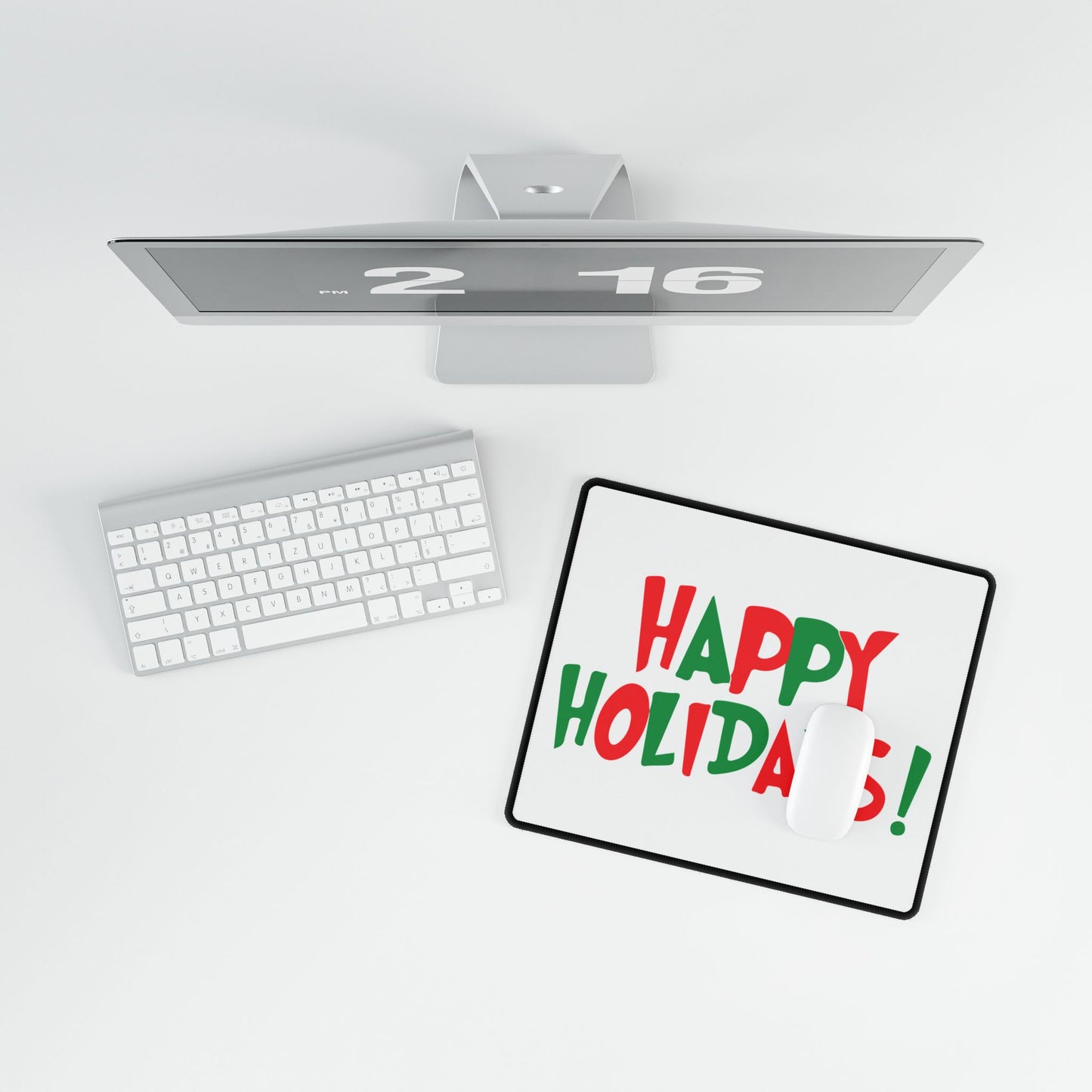 Happy Holidays! Desk Mat | Holiday Script, Red & Green Desk Mat