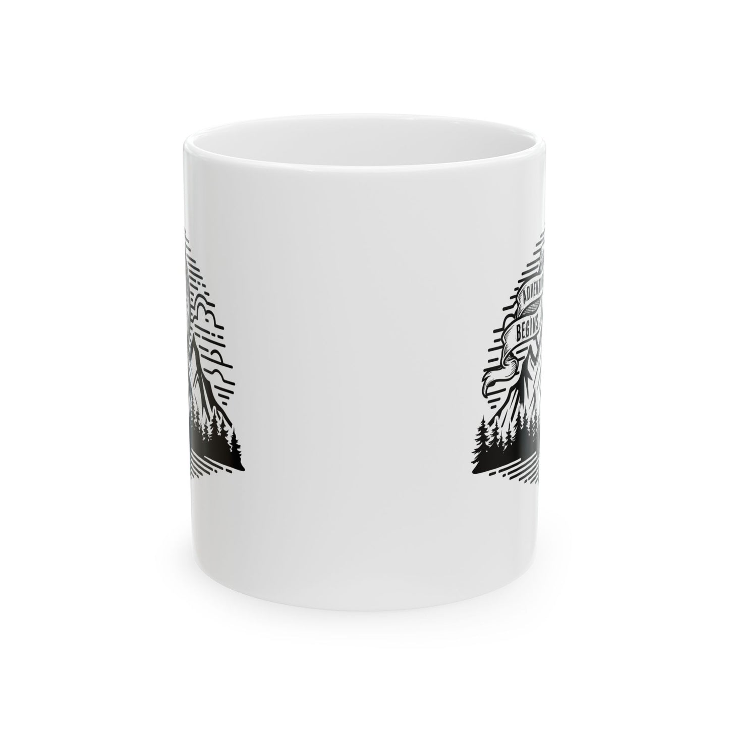 Mountain Landscape Mug | Retro Sunrise Forest Silhouette