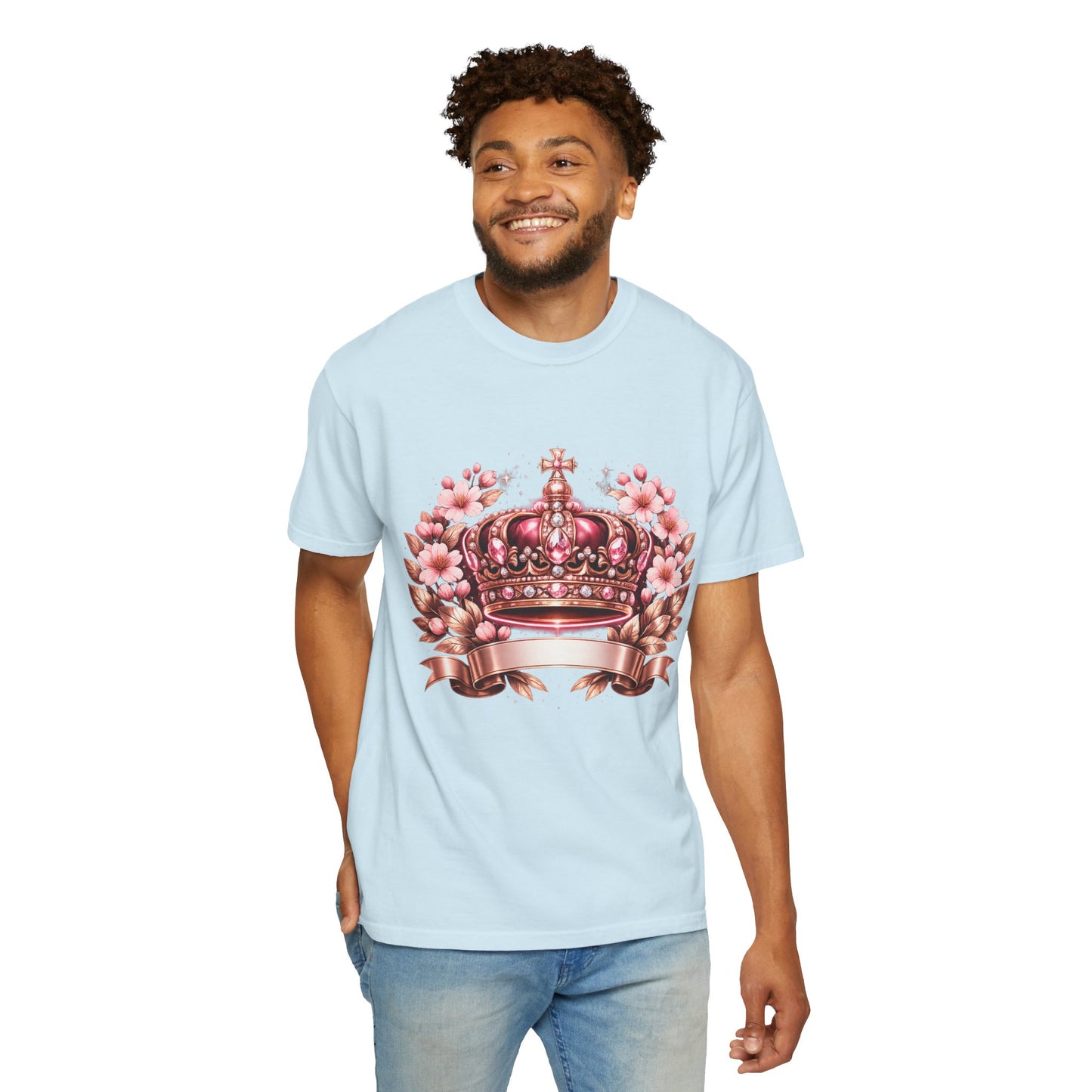 Pink Floral Crown T-Shirt — Royal Blossom Graphic Tee