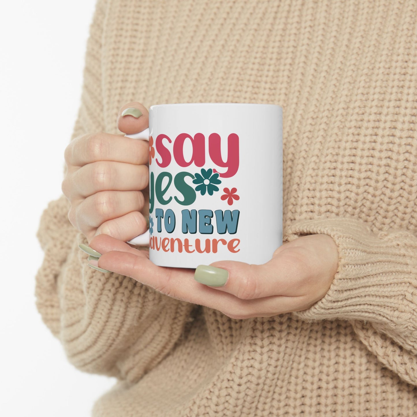 Stay Groovy You Tiny Adventure Mug | Retro Flower Typography Ceramic Mug