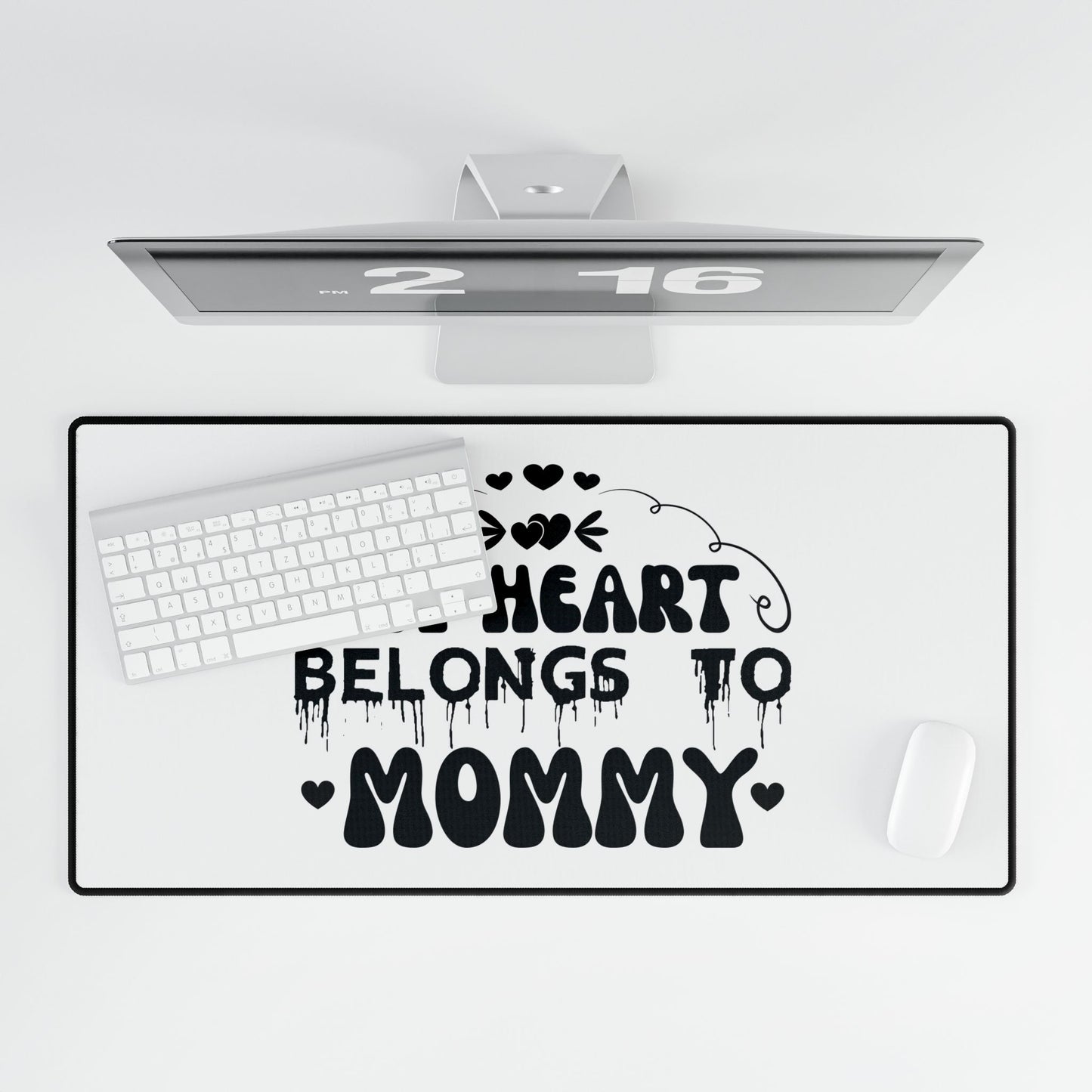 My Heart Belongs to Mommy Desk Mat | Heart Typography Mouse Pad