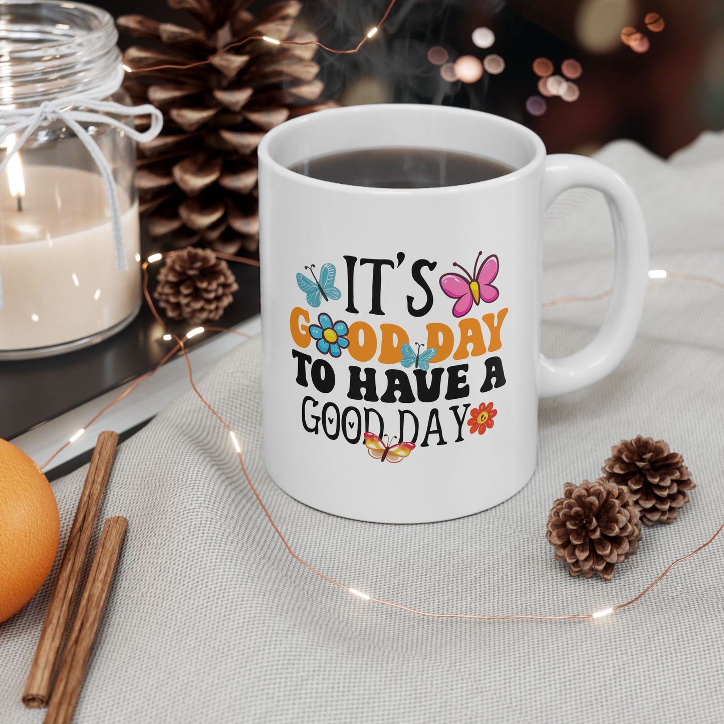 Good Day To Be A Grandma Mug | Floral Butterflies Ceramic Coffee Cup