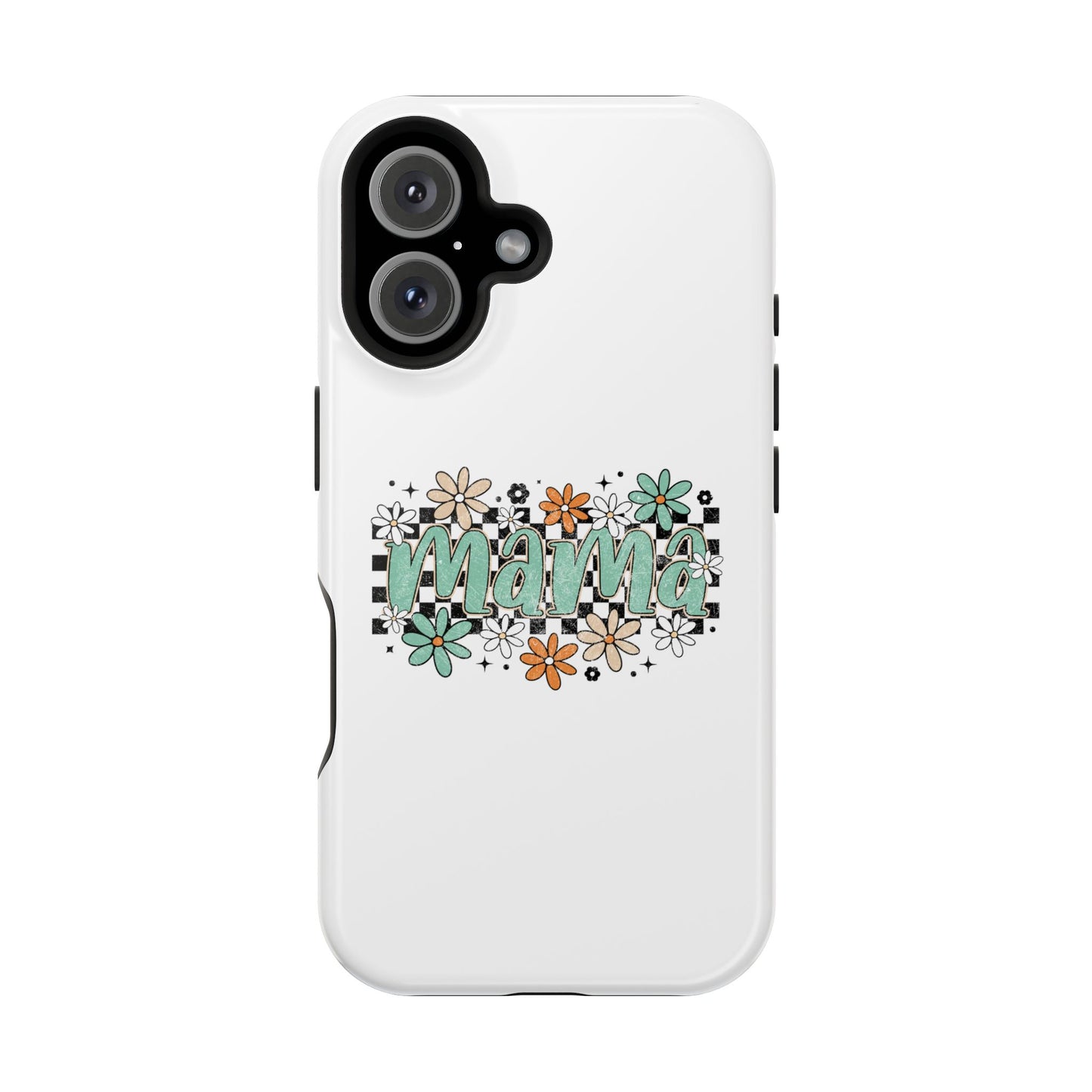 Mama floral checkerboard phone case | Magnetic impact-resistant case