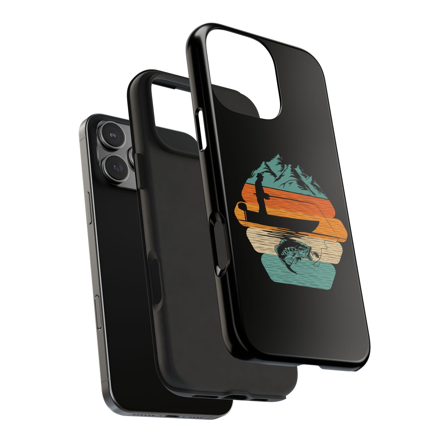 Retro Fishing Sunset Phone Case | Bass Boat Angler Design