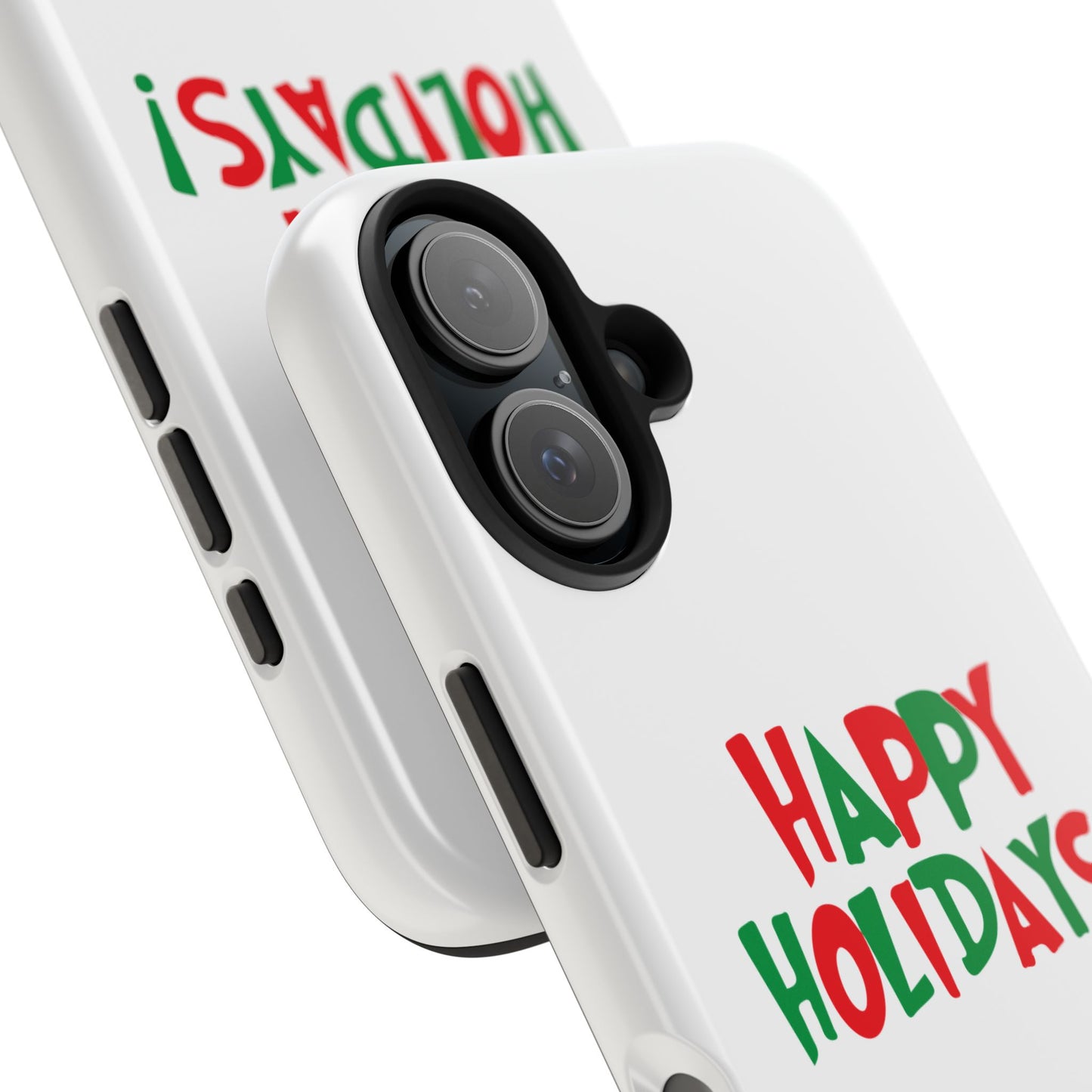 Happy Holidays phone case | Christmas holiday text design, tough phone case