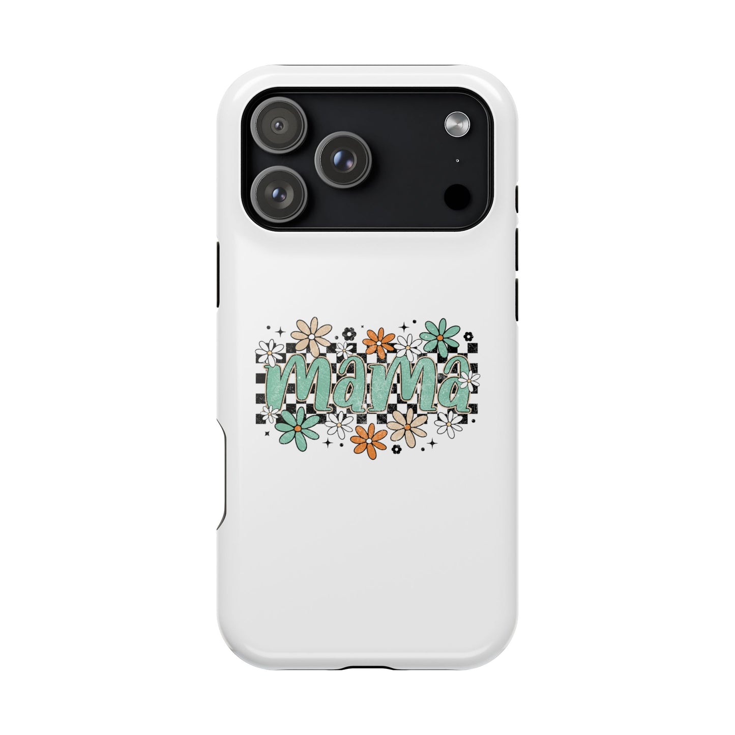 Mama floral checkerboard phone case | Magnetic impact-resistant case